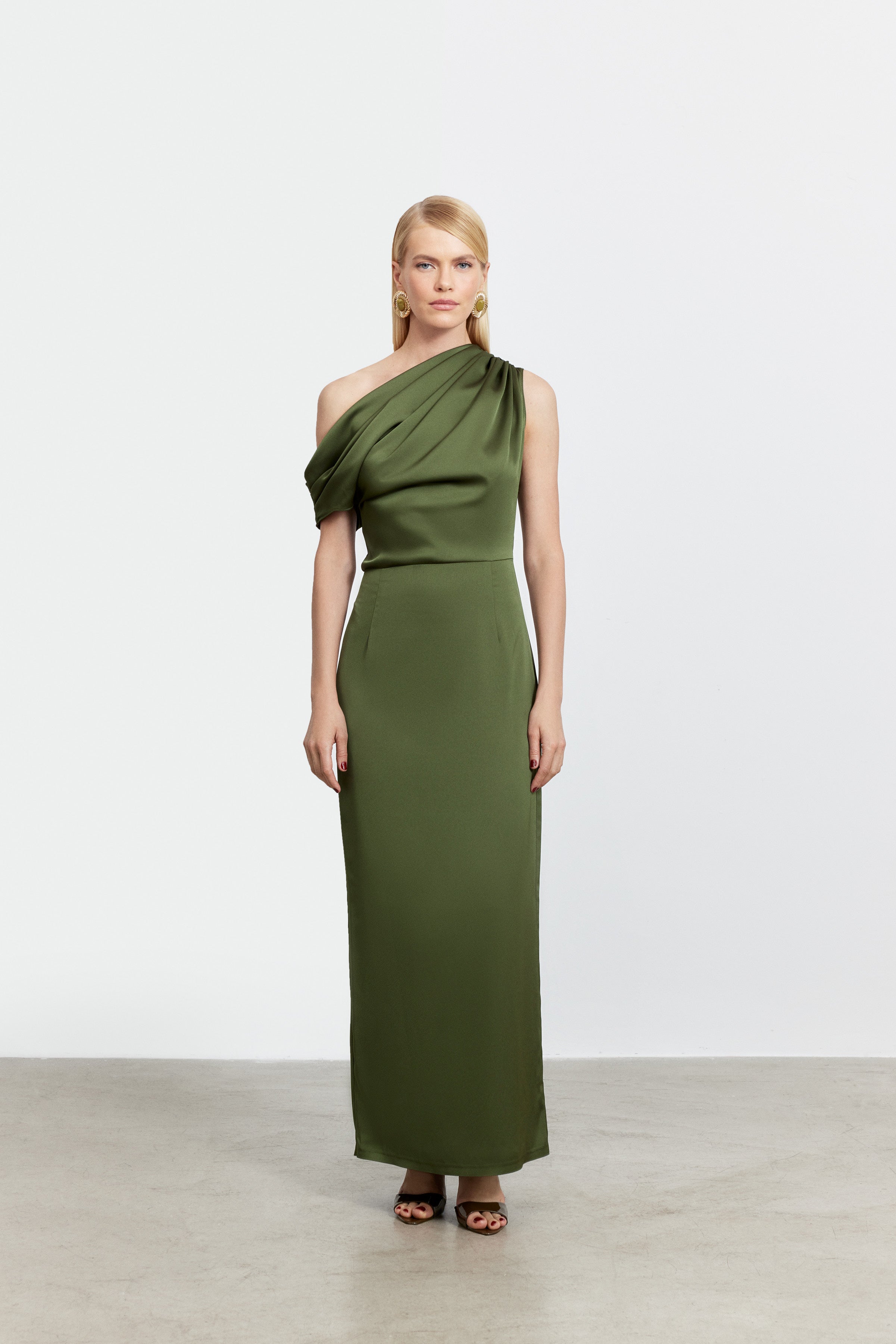 ALEXANDRA DRAPED MINI SATIN DRESS | BURGUNDY