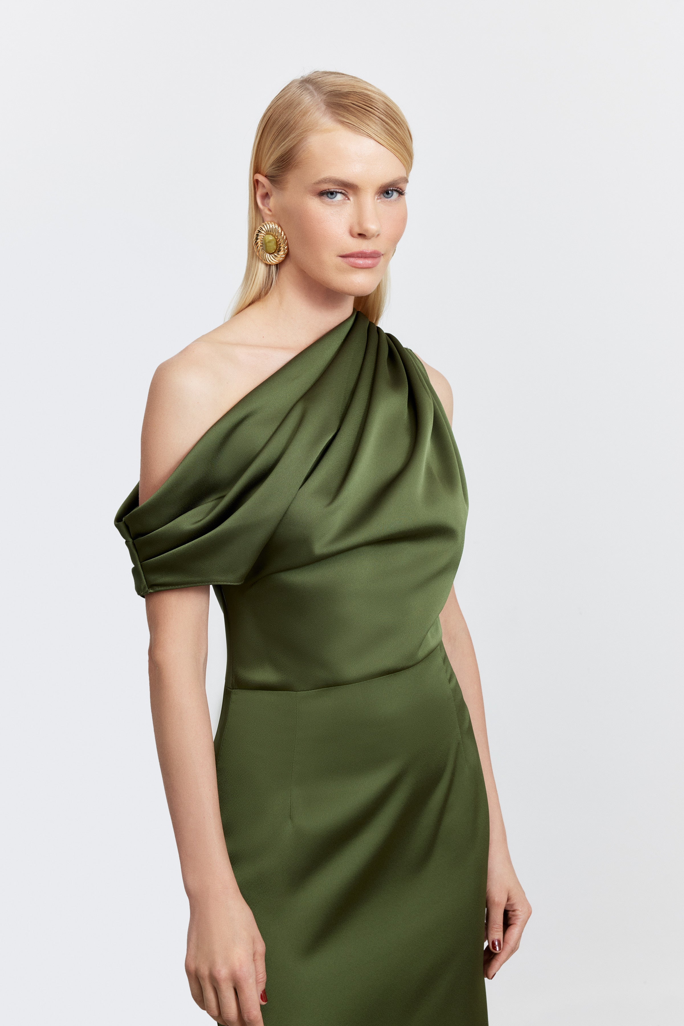 ALEXANDRA DRAPED MINI SATIN DRESS | BURGUNDY