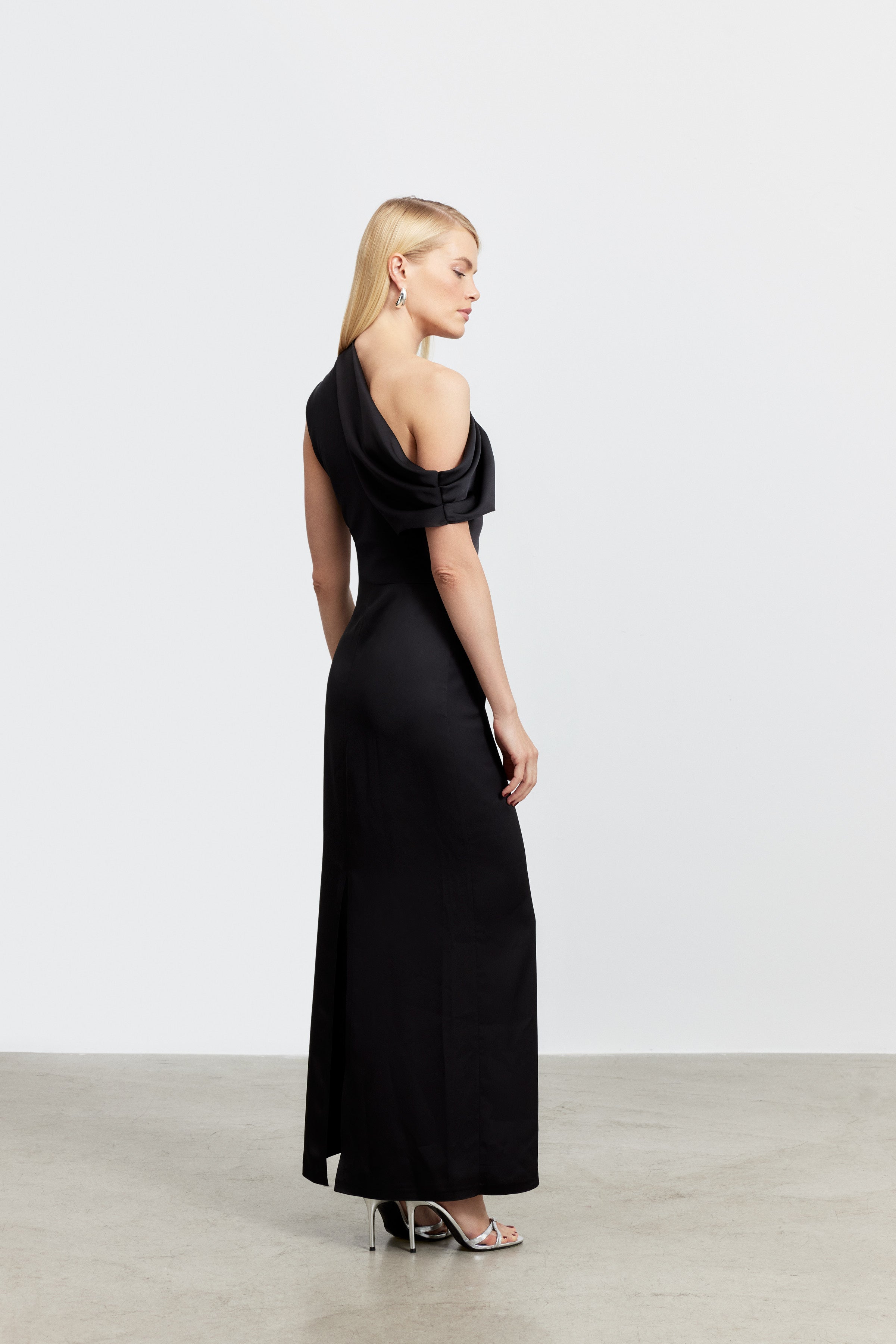 ALEXANDRA DRAPED MINI SATIN DRESS | BURGUNDY