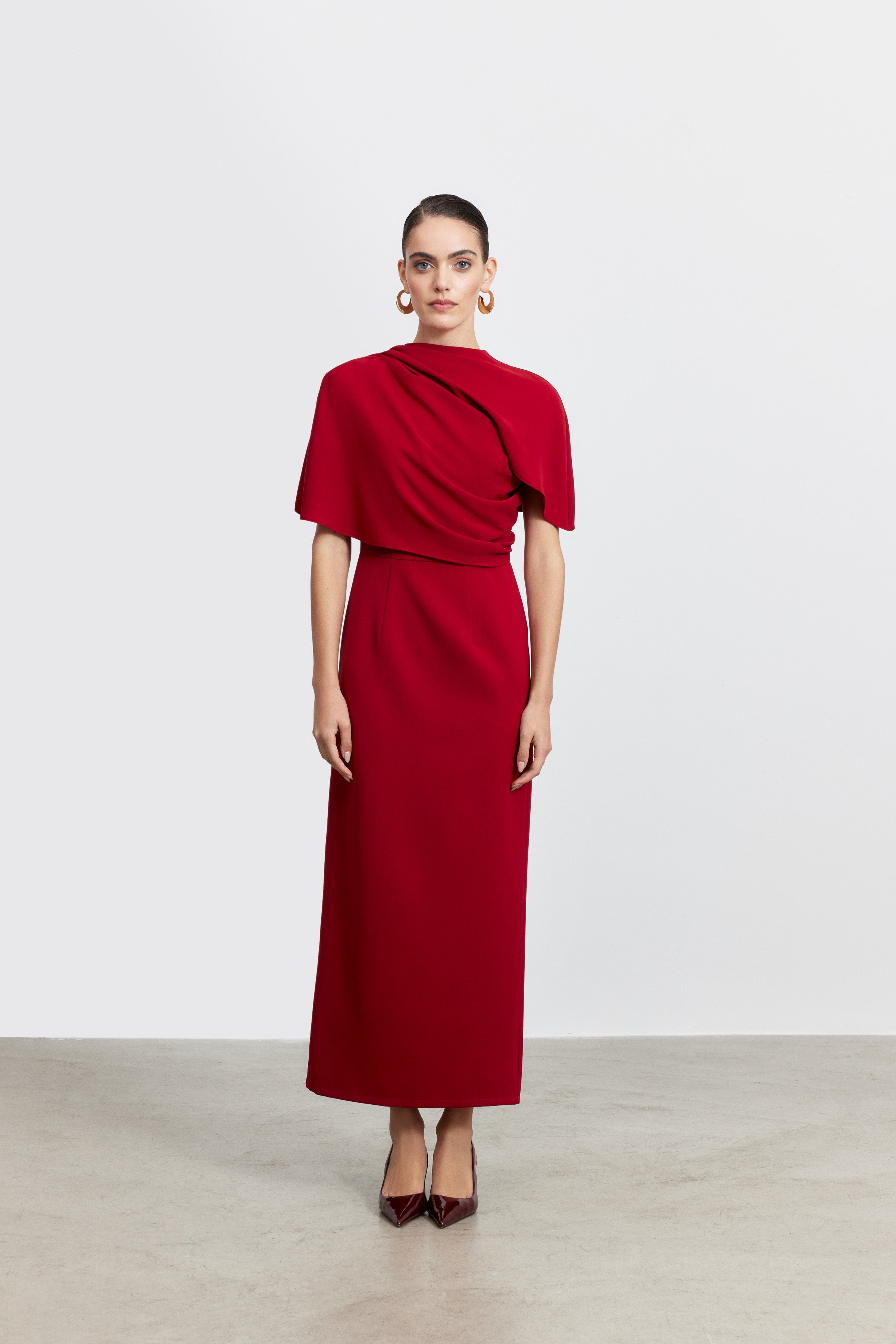 CHARLOTTE DRESS WITH COVER DETAIL | RED