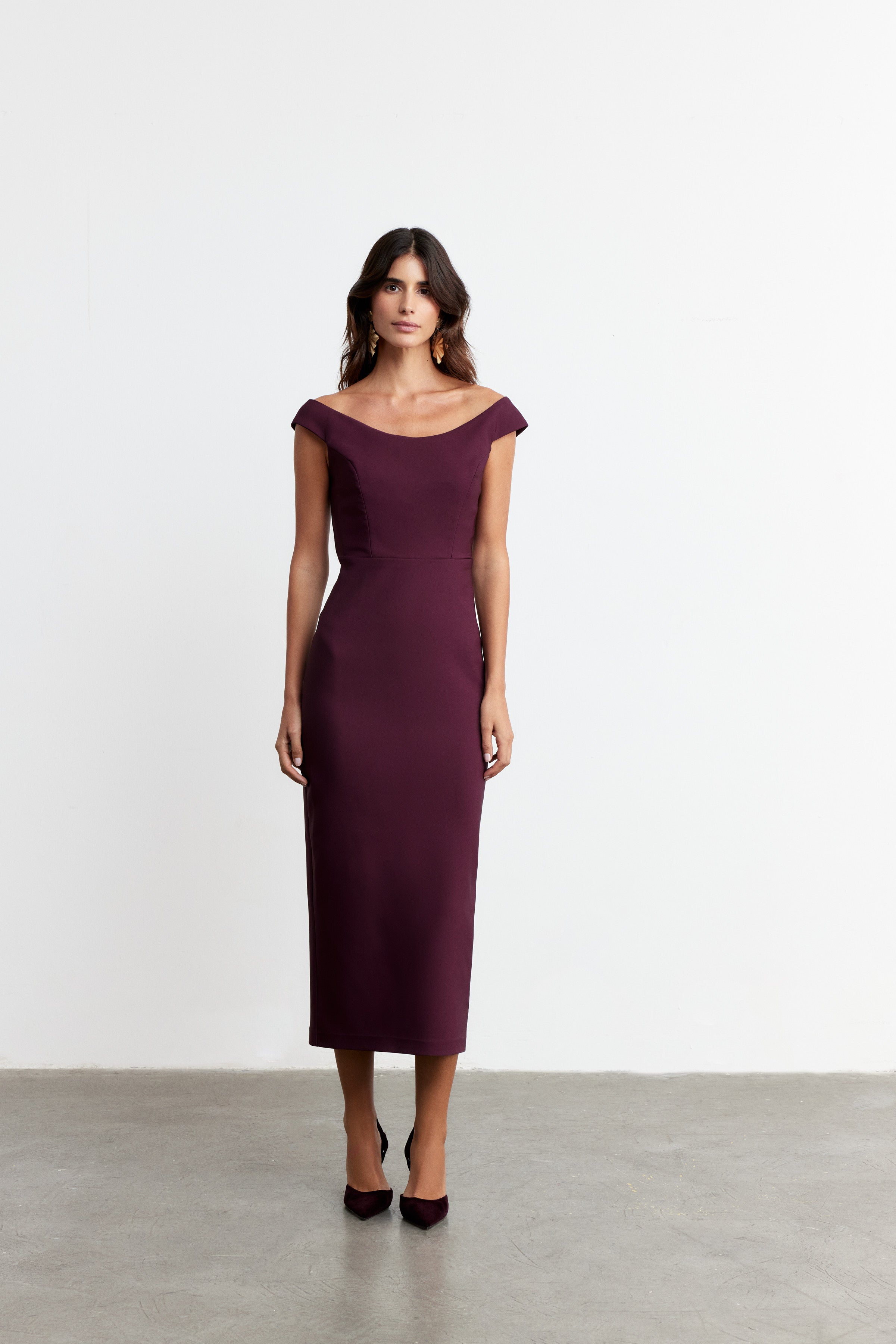 AMELIA OFF-SHOULDER KOKTEYL ELBİSE | VİŞNE