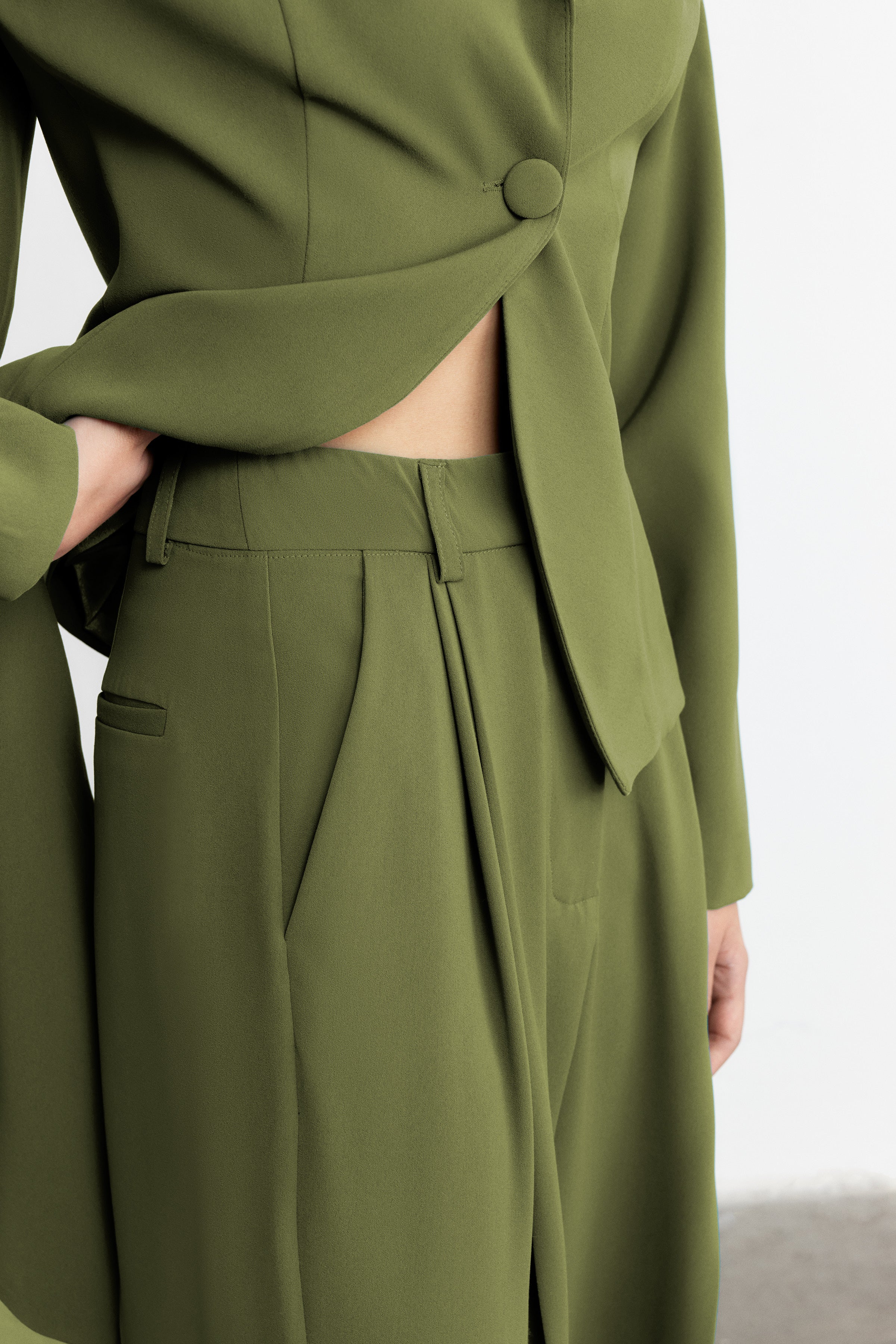 JONES PİLELİ FLOW WIDE-LEG PANTOLON | HAKİ