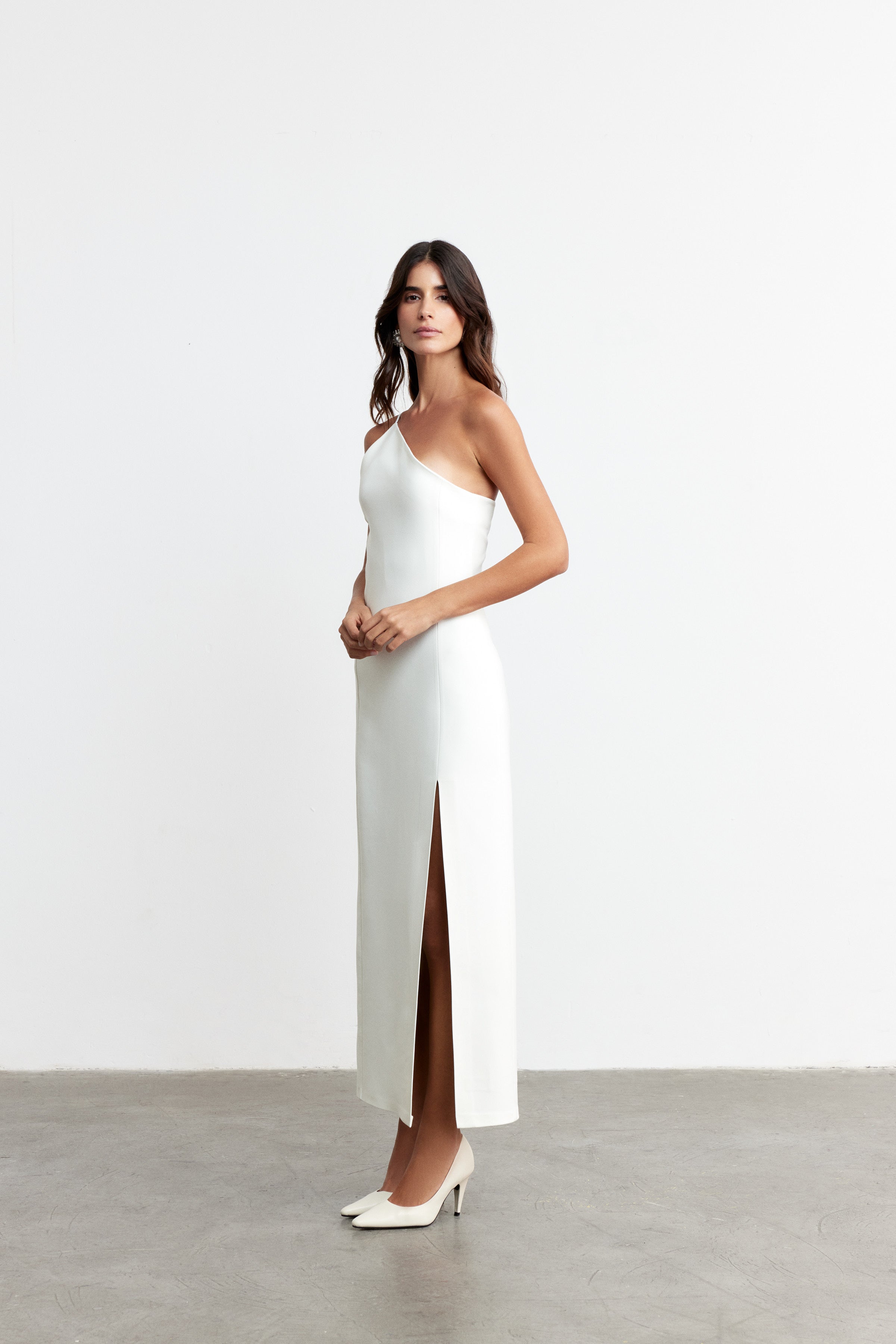 MARIENNE TEK OMUZ KOKTEYL ELBİSE | BEYAZ