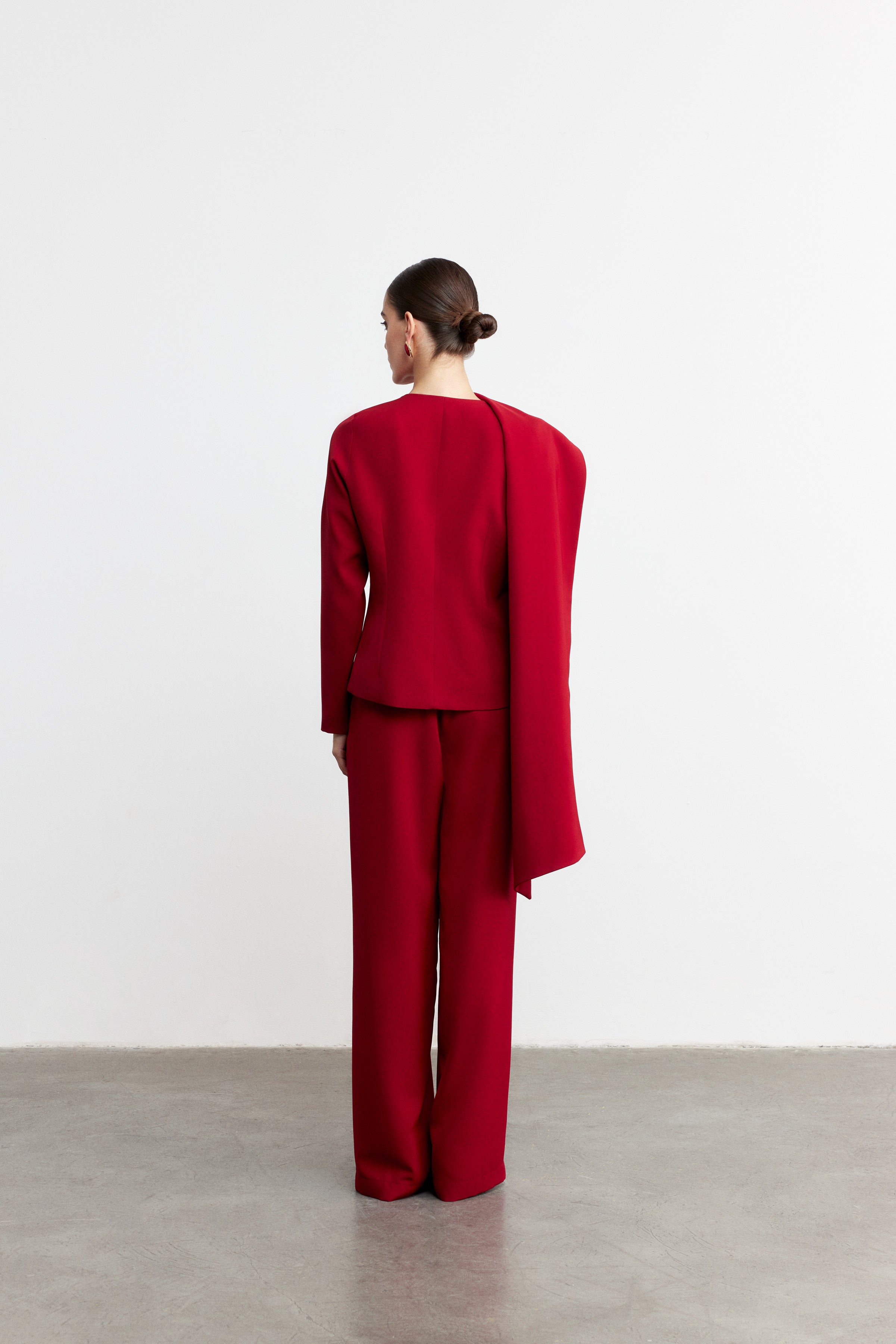 JONES PİLELİ FLOW WIDE-LEG PANTOLON | KOYU KIRMIZI