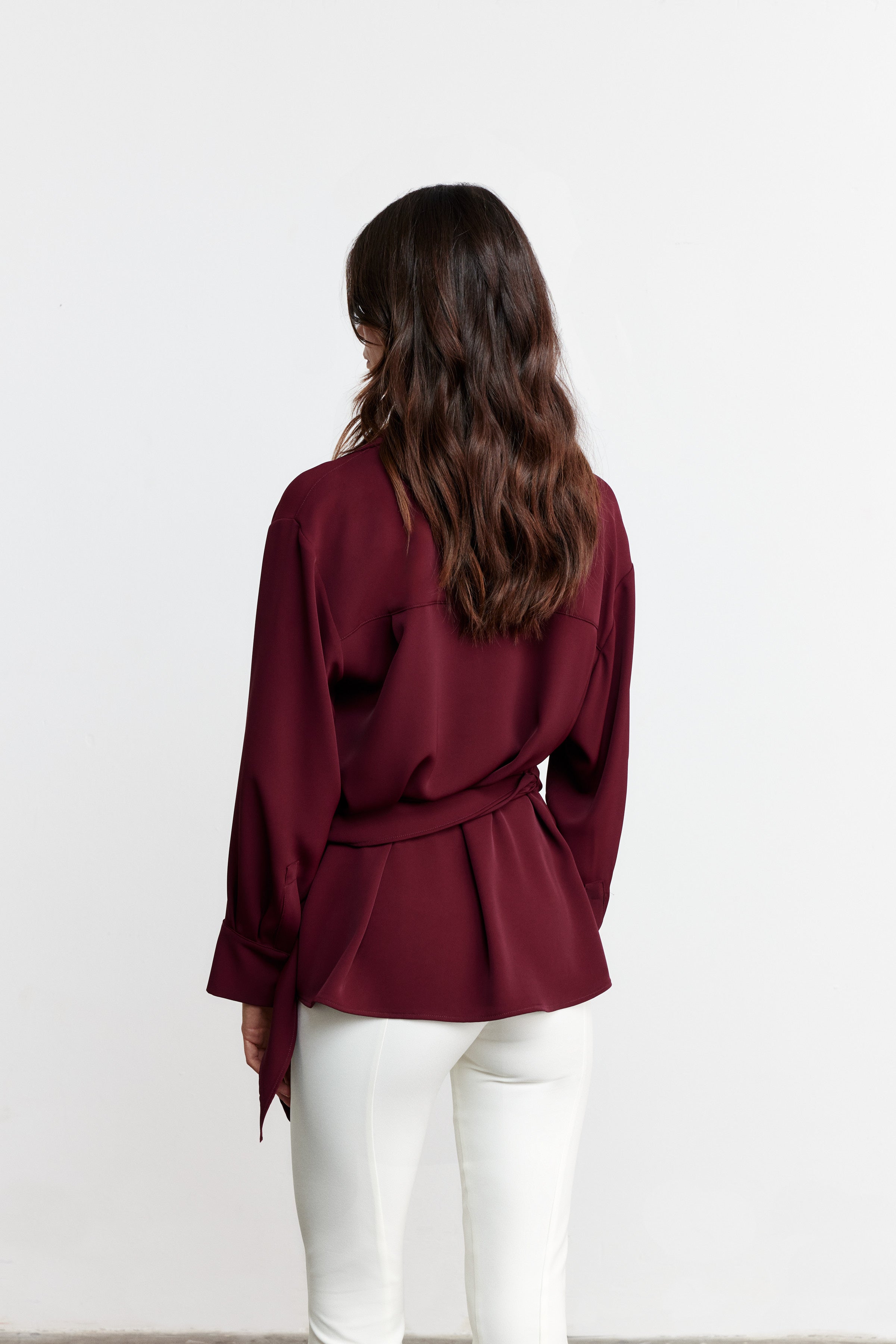 WRAP İPEK TUŞELİ KRUVAZE GÖMLEK | VİŞNE