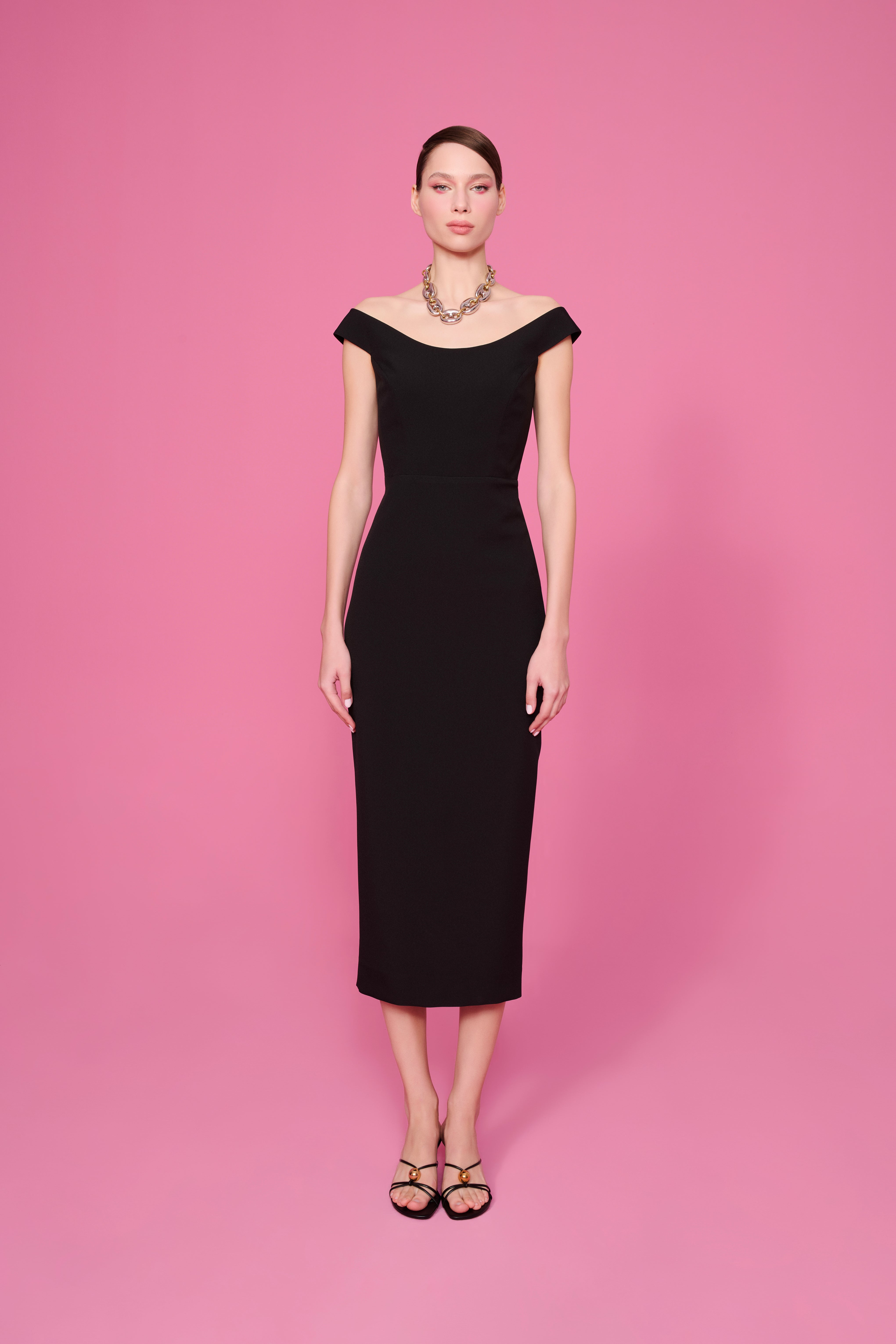 happy to wear Elbiseler AMELIA OFF-SHOULDER MİNİMAL ELBİSE | SİYAH