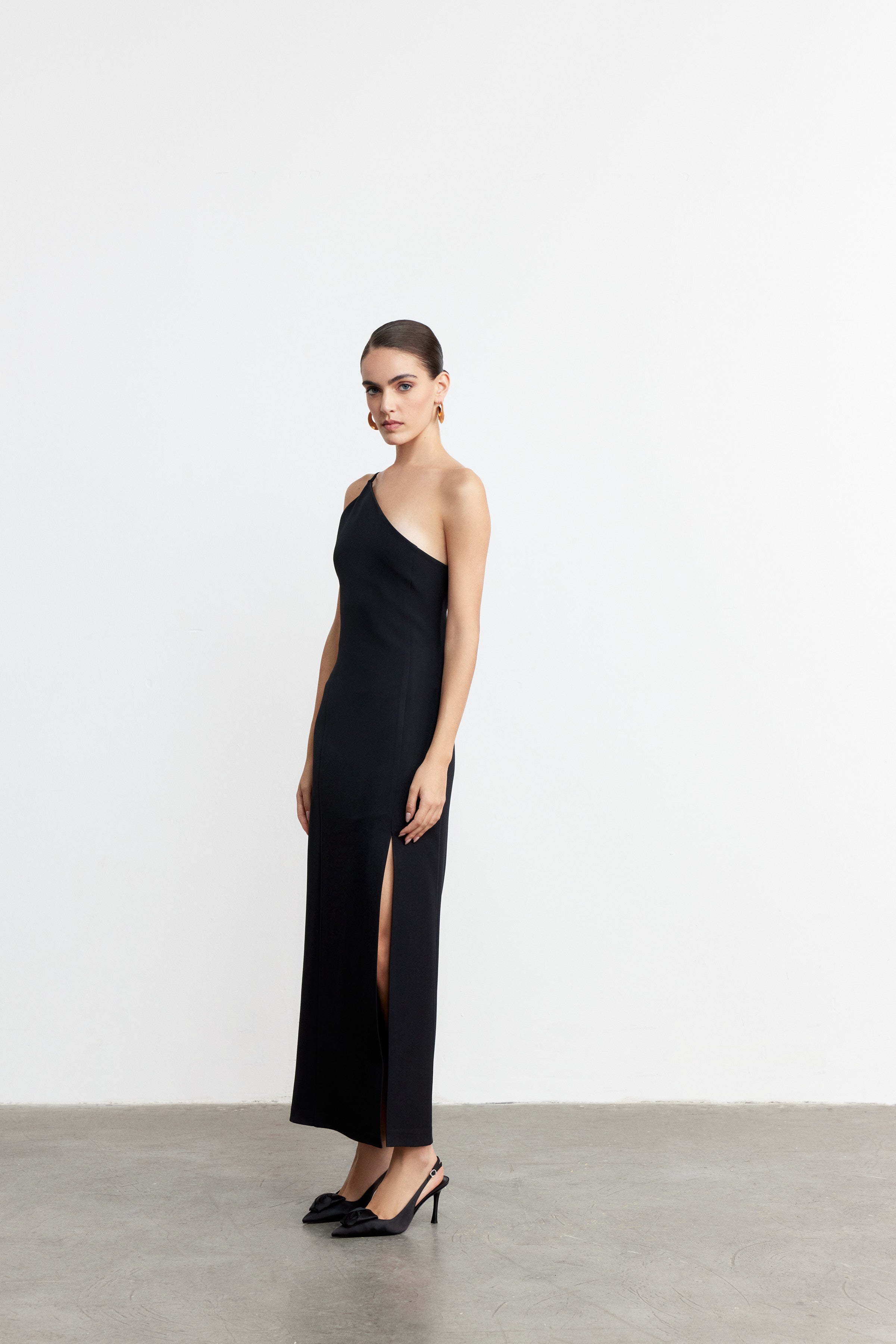 MARIENNE TEK OMUZ KOKTEYL ELBİSE | SİYAH