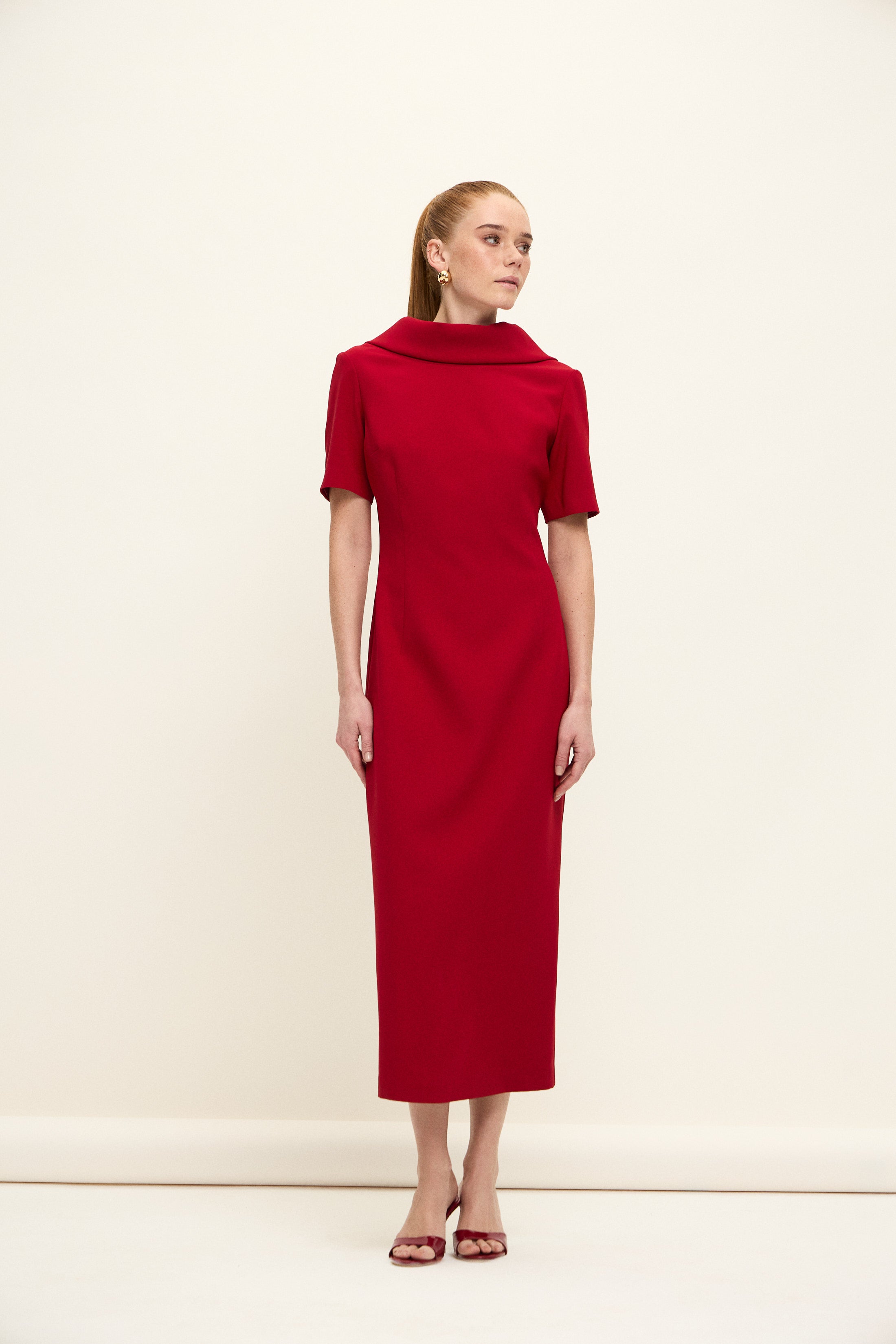ROMA SIRT DETAYLI ELBİSE | KIRMIZI