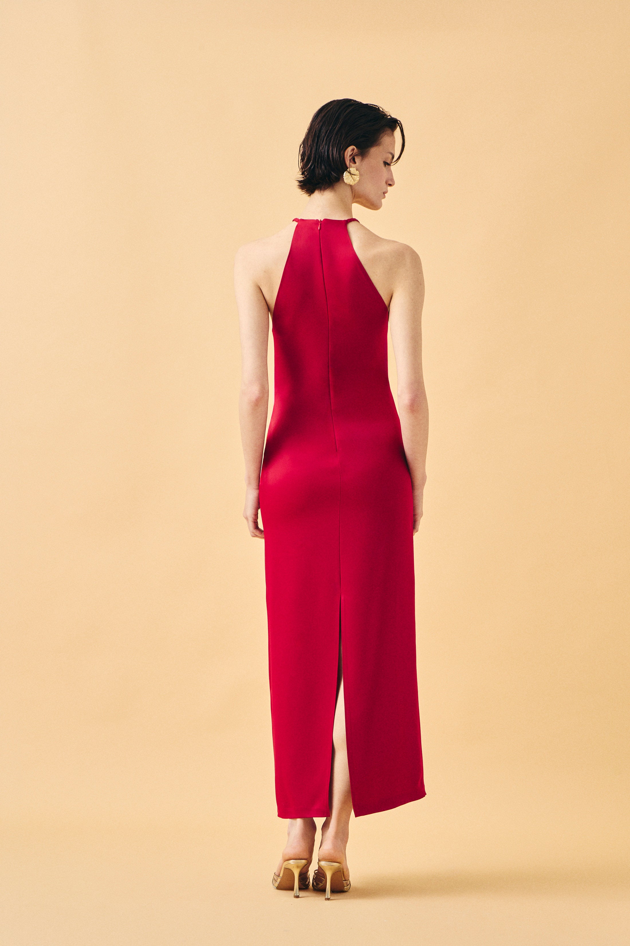 SERAPHINE MUSE SATEN ELBİSE | MERLOT KIRMIZI