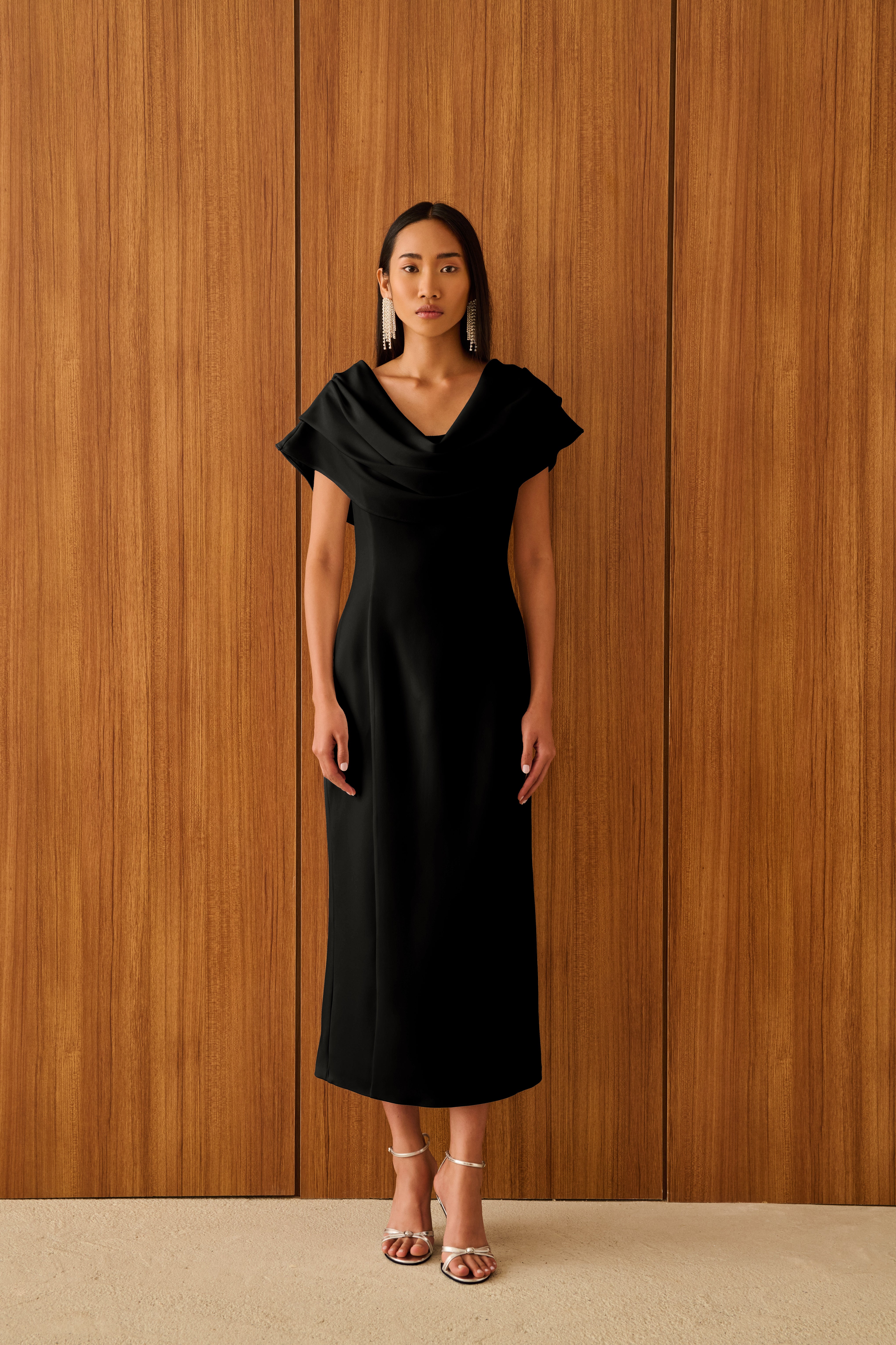 VERA DRAPE DETAYLI ELBİSE | SİYAH