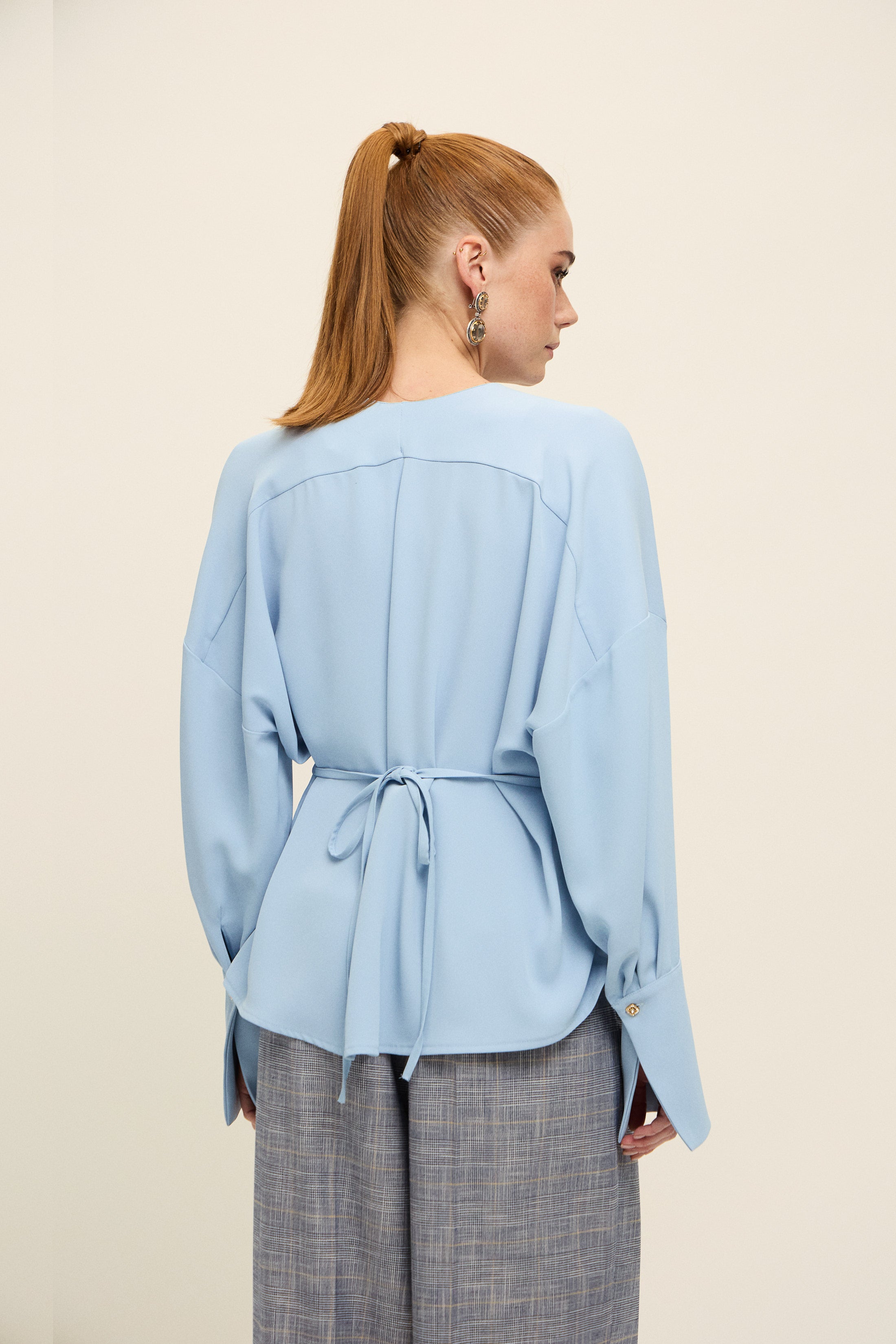 OSLO PİLE DETAYLI BLUZ | BEBE MAVİ