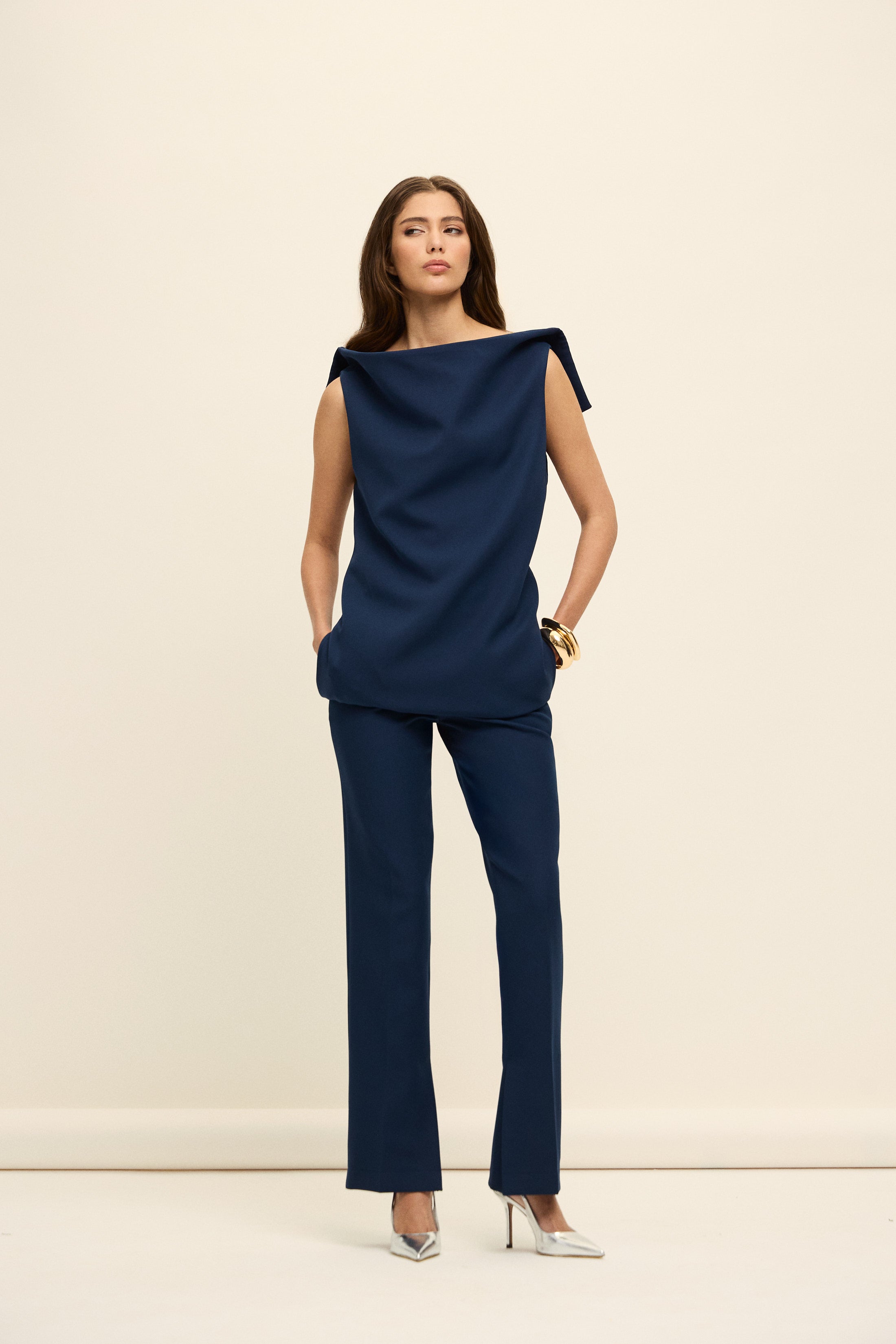 VENICE MİMARİ FORM BLUZ | LACİVERT