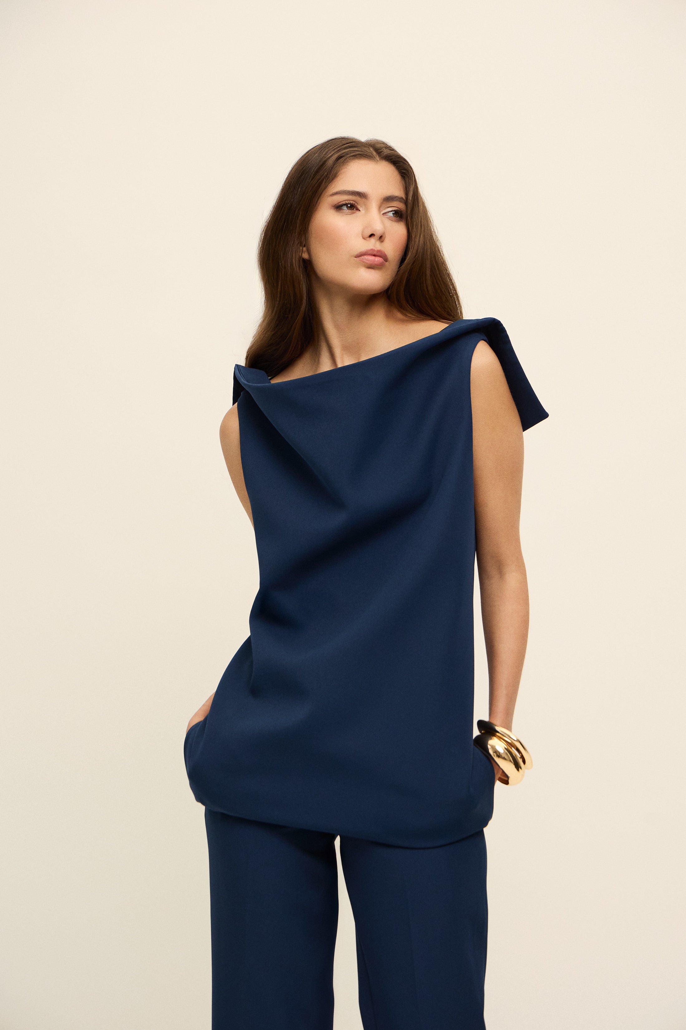 VENICE MİMARİ FORM BLUZ | LACİVERT