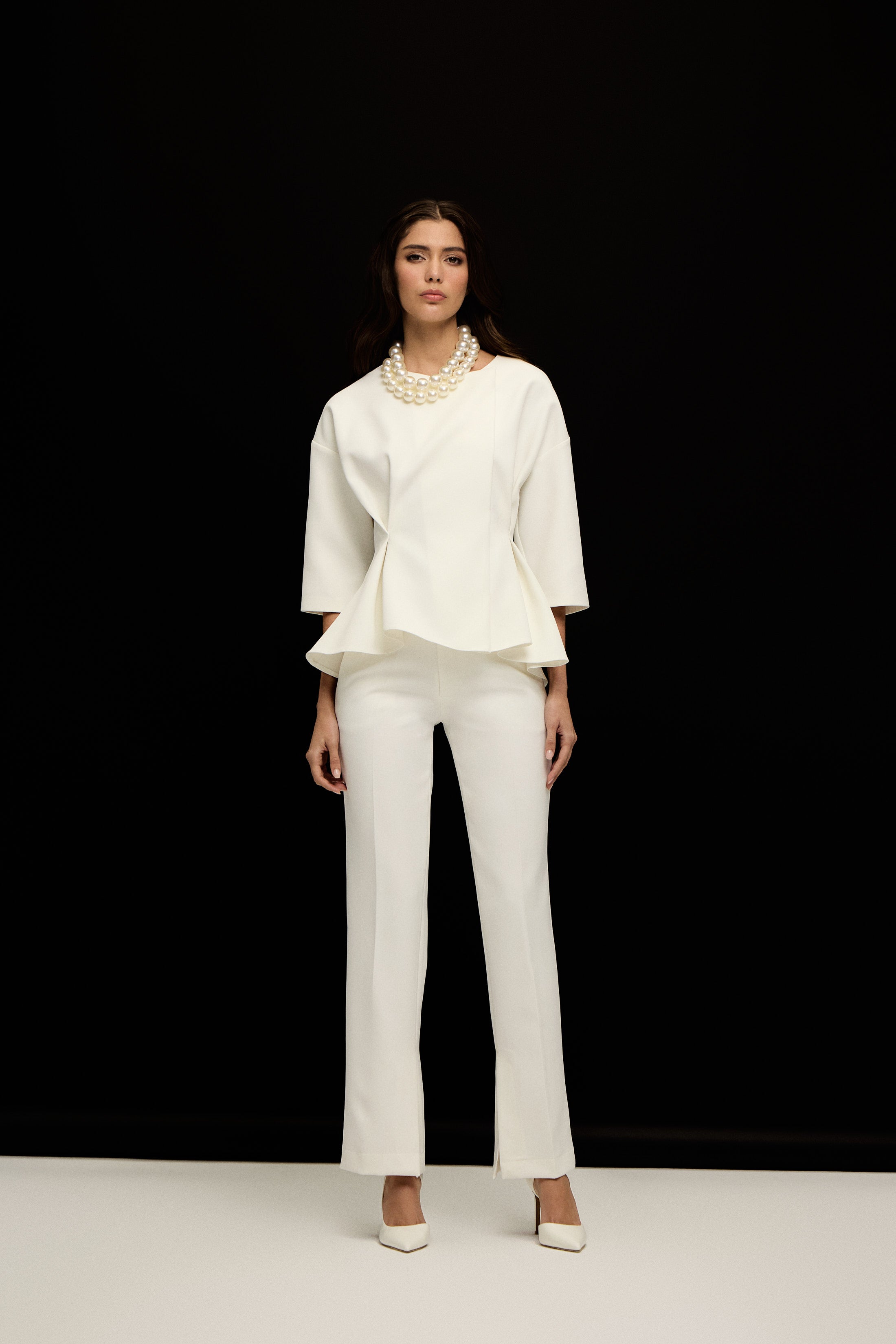 MANHATTAN YARI FLARE PANTOLON | BEYAZ