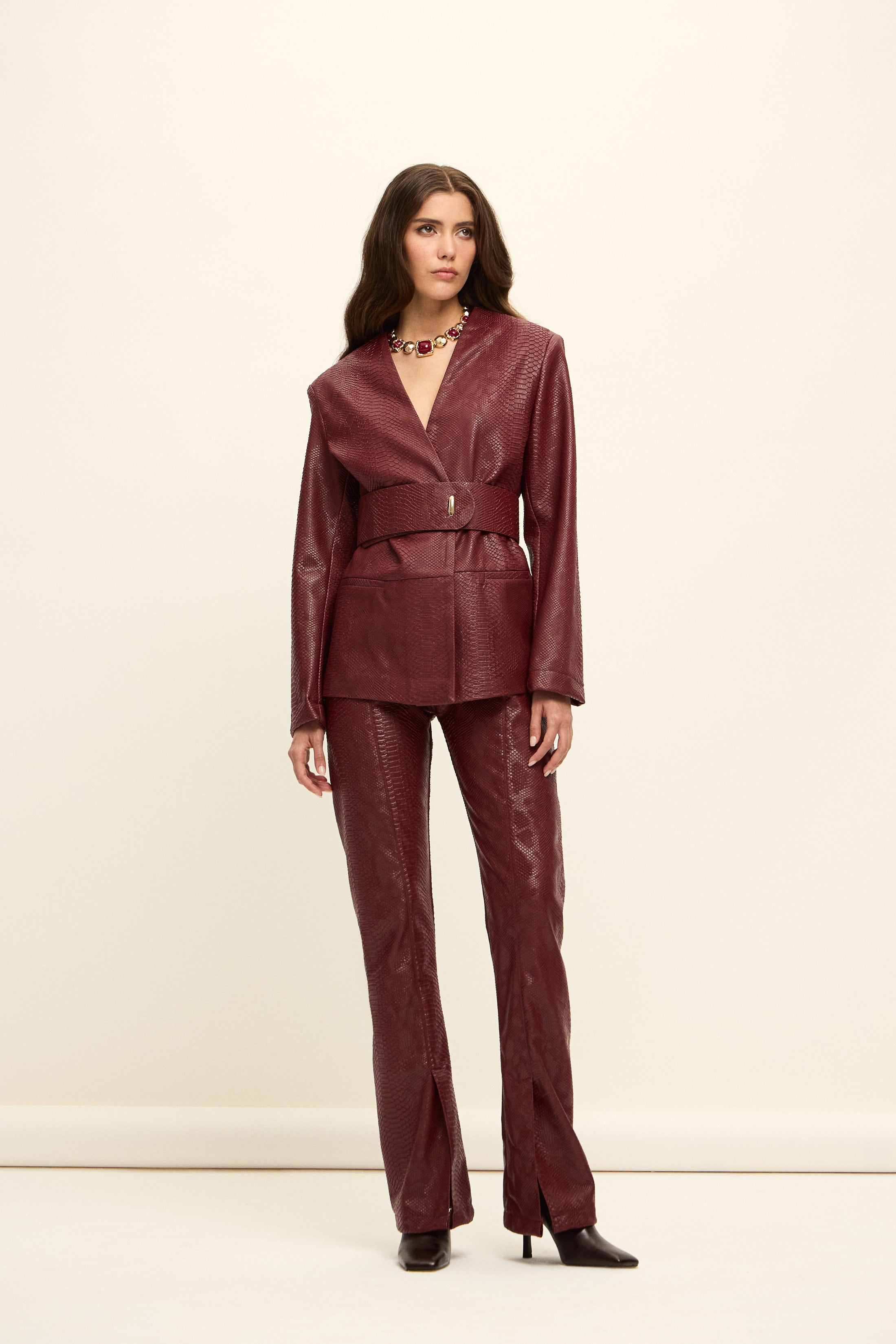 MOSCOW TİMSAH DERİ CEKET | KOYU KIRMIZI