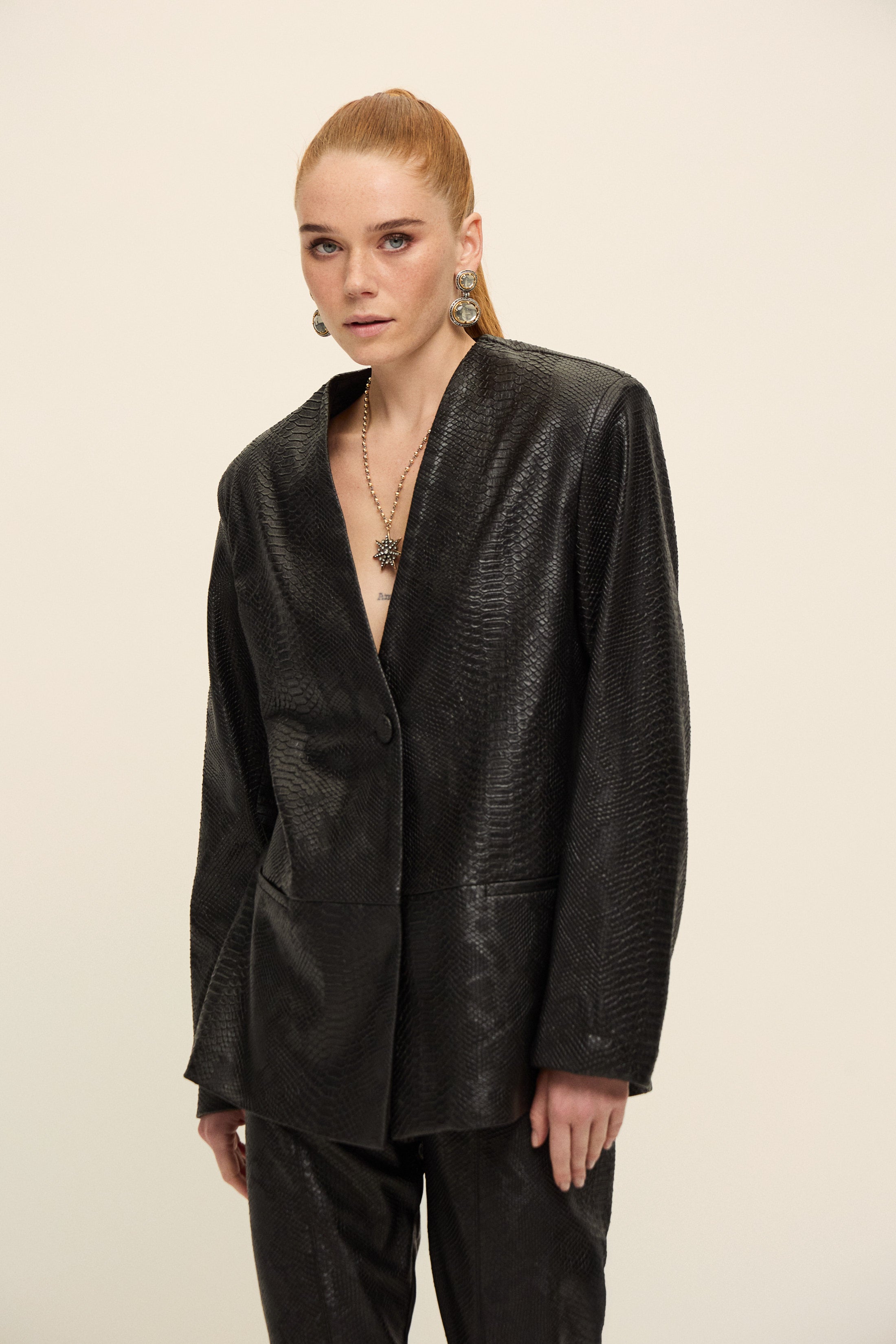 MOSCOW TİMSAH DERİ CEKET | SİYAH