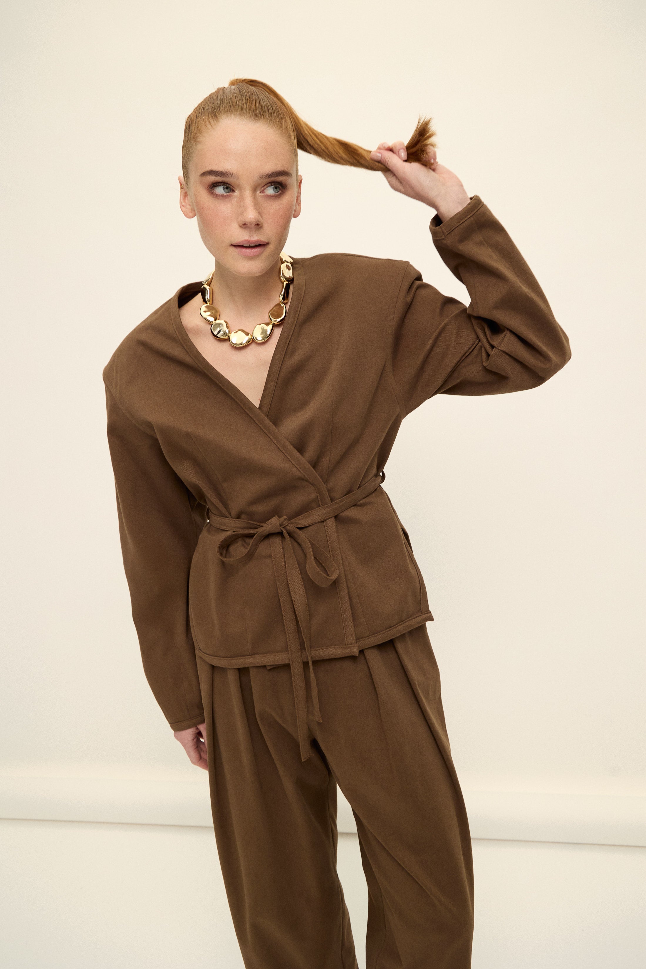 SEOUL SPOR KESİM GABARDİN CEKET | TÜTÜN RENGİ