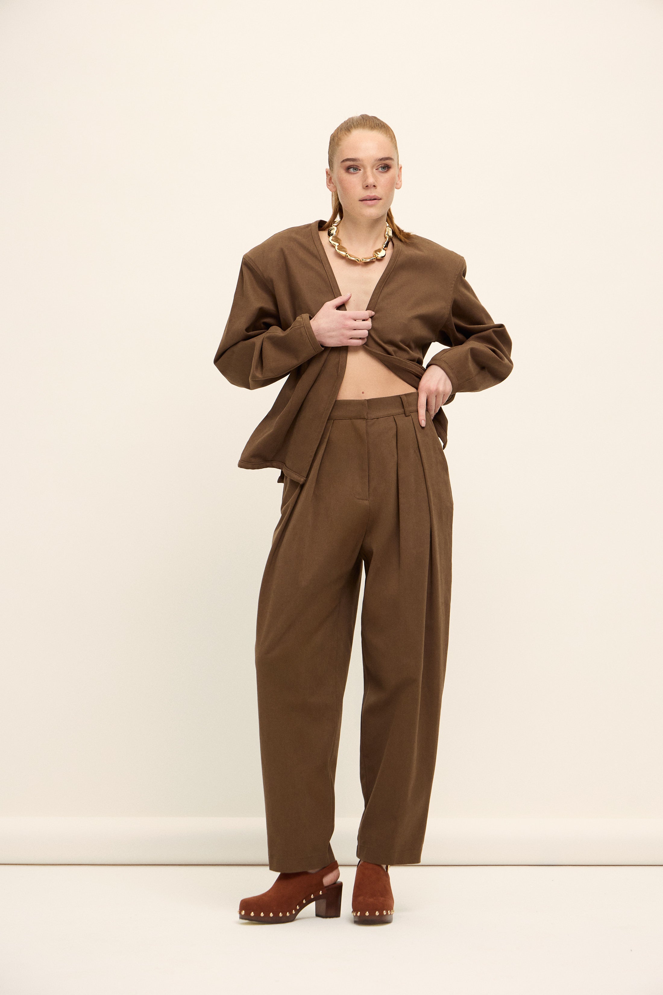 SEOUL SPOR KESİM GABARDİN CEKET | TÜTÜN RENGİ