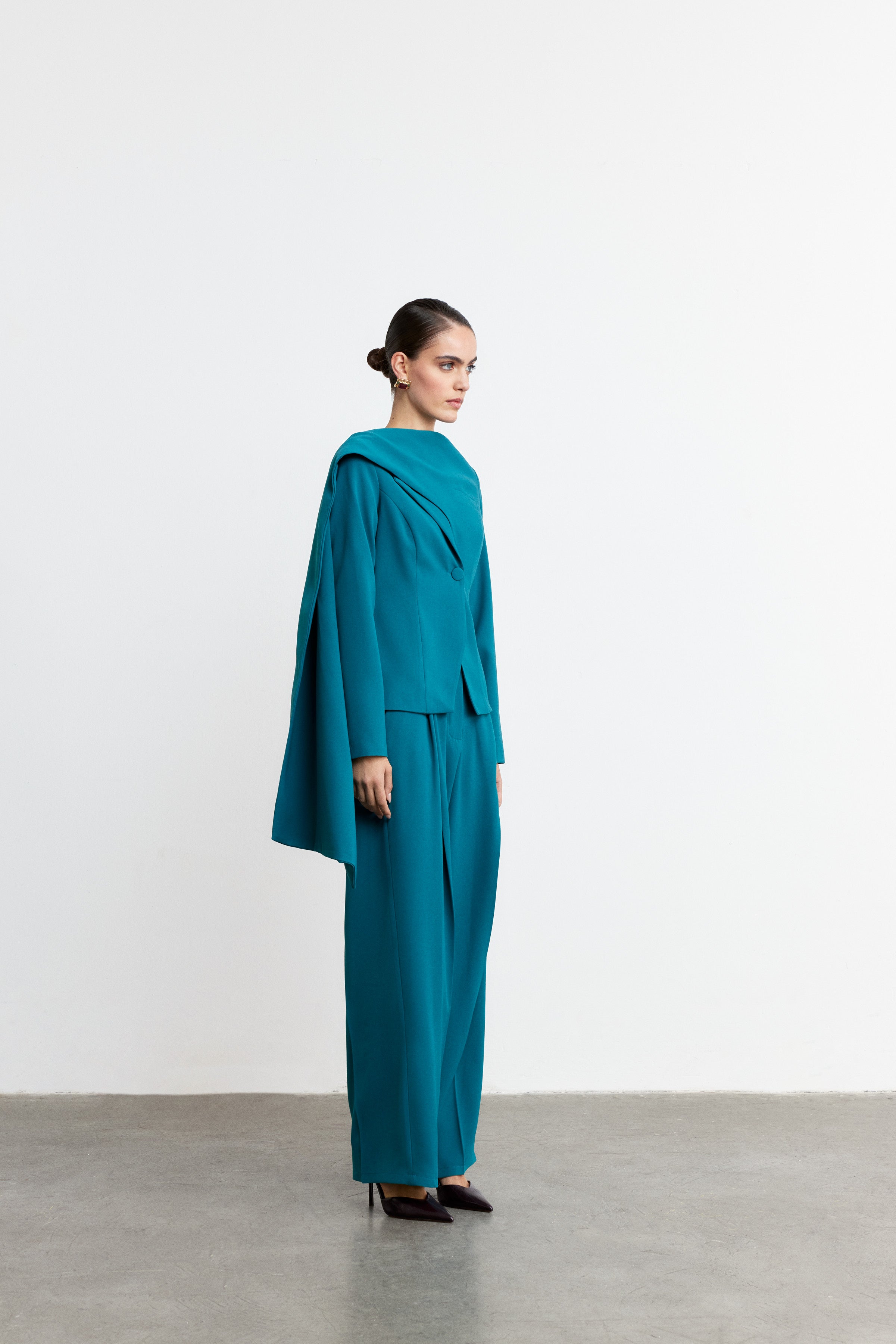 JONES PİLELİ FLOW WIDE-LEG PANTOLON | PETROL MAVİ