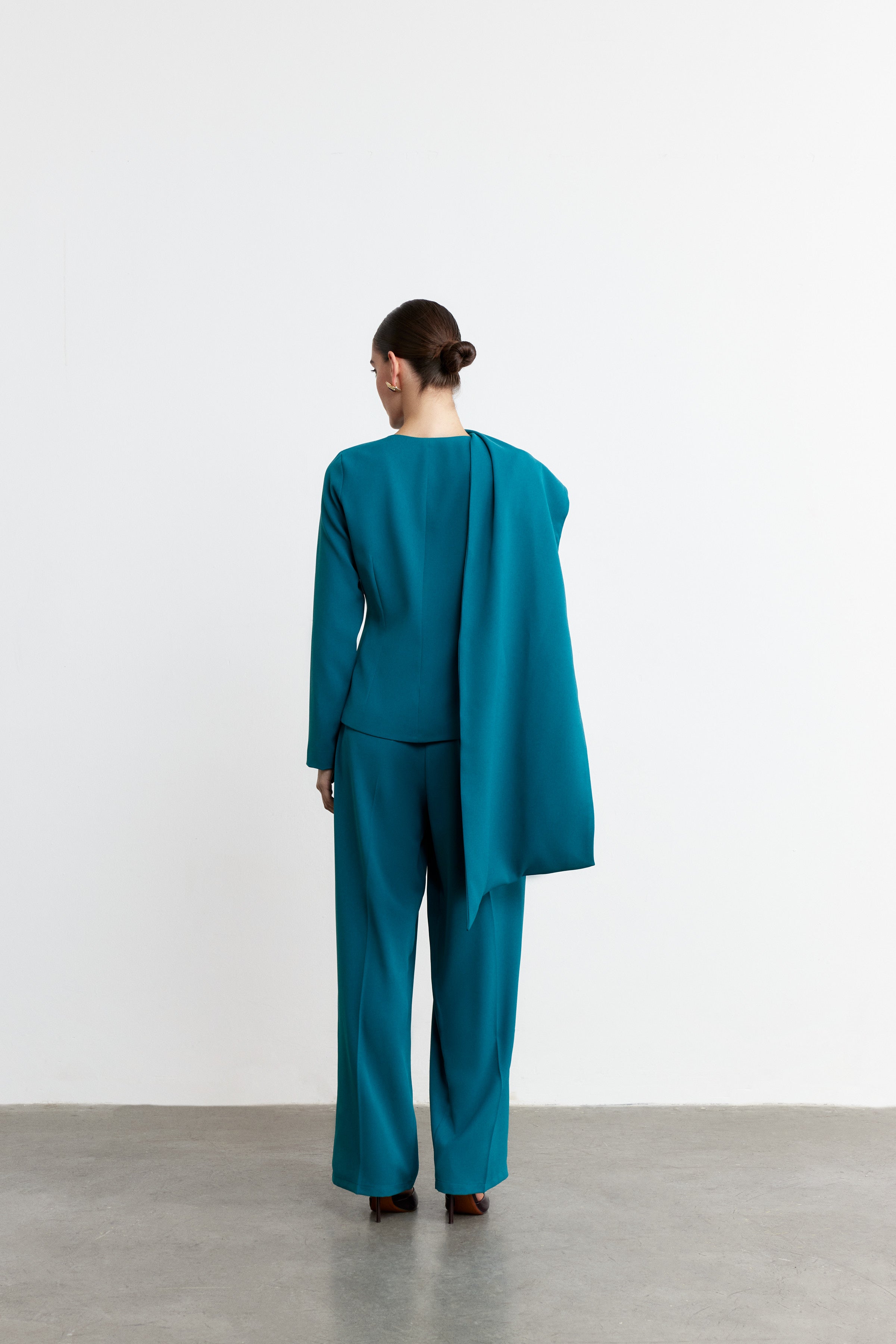 JONES PİLELİ FLOW WIDE-LEG PANTOLON | PETROL MAVİ