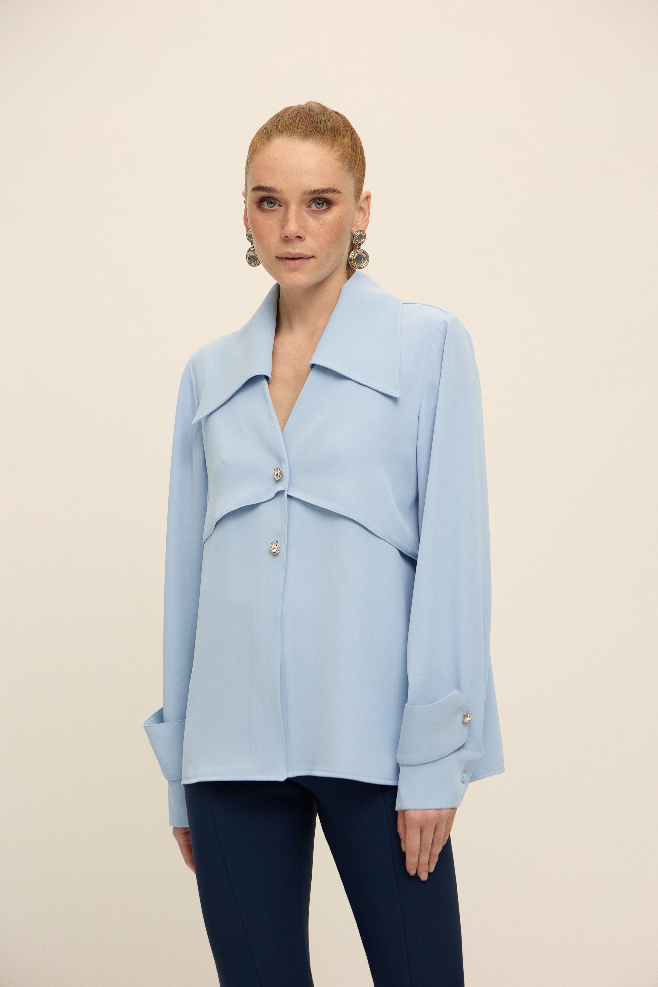 VIENNA TAŞLI DÜĞMELİ GÖMLEK | BEBE MAVİ