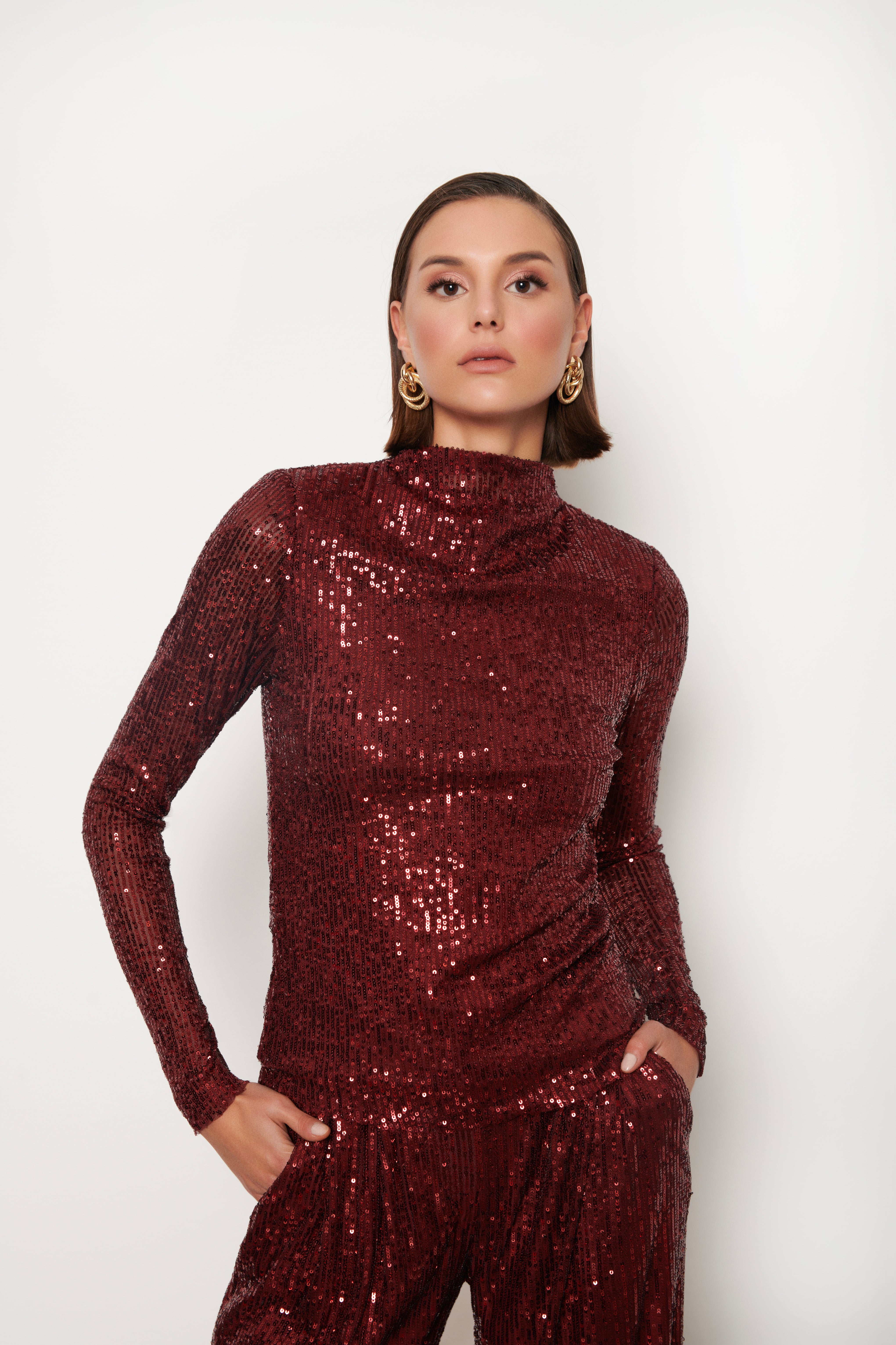 JULIA VATKALI PAYET BLUZ | BORDO