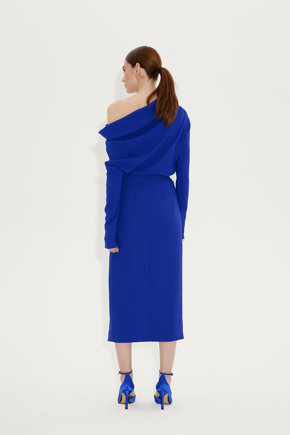 SOPHIA DRAPELİ ÖZEL TASARIM BLUZ | SAKS MAVİ