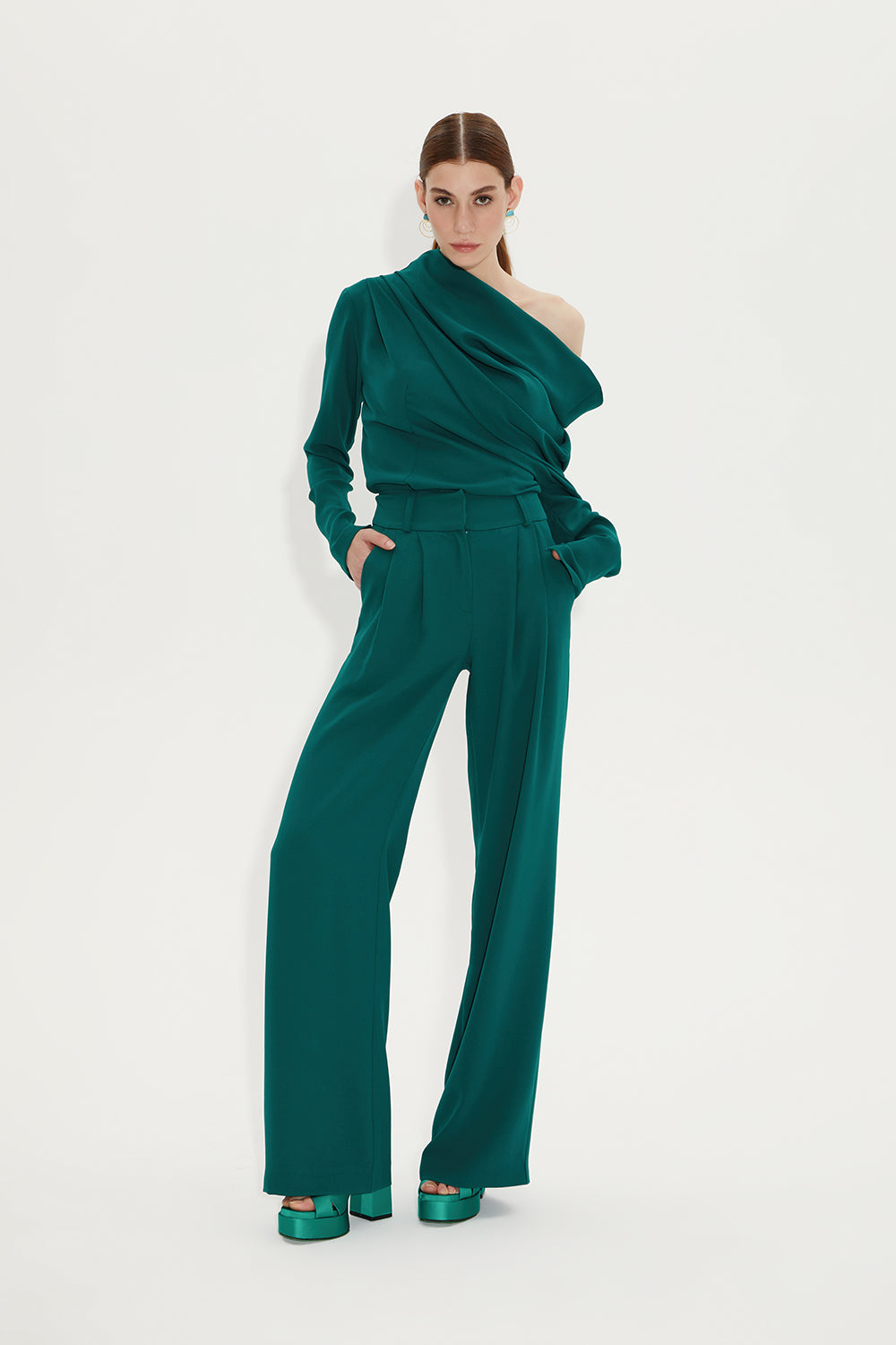 SIENNA PALAZZO KESİM PANTOLON | ZÜMRÜT YEŞİLİ