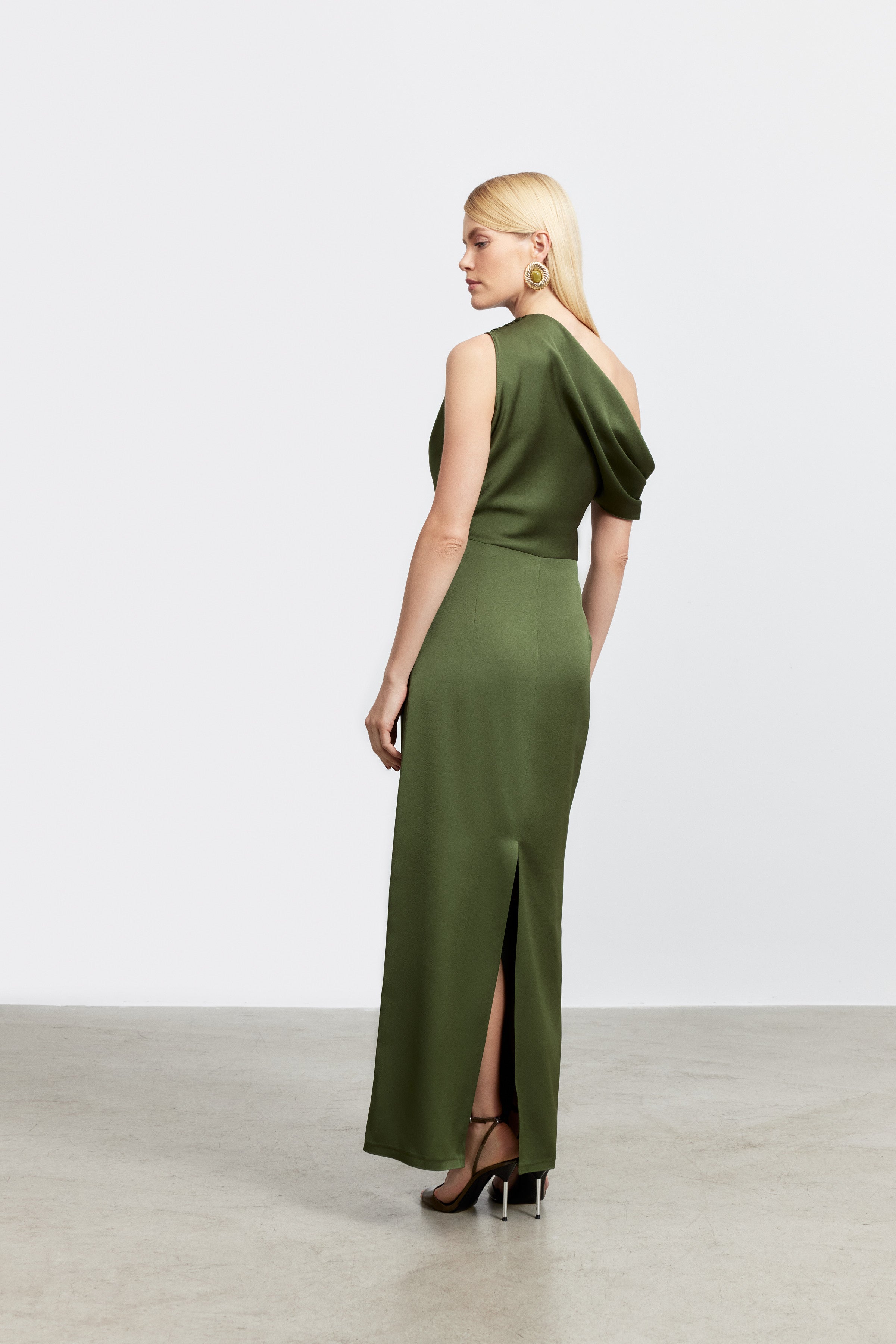 ALEXANDRA DRAPED MINI SATIN DRESS | BURGUNDY