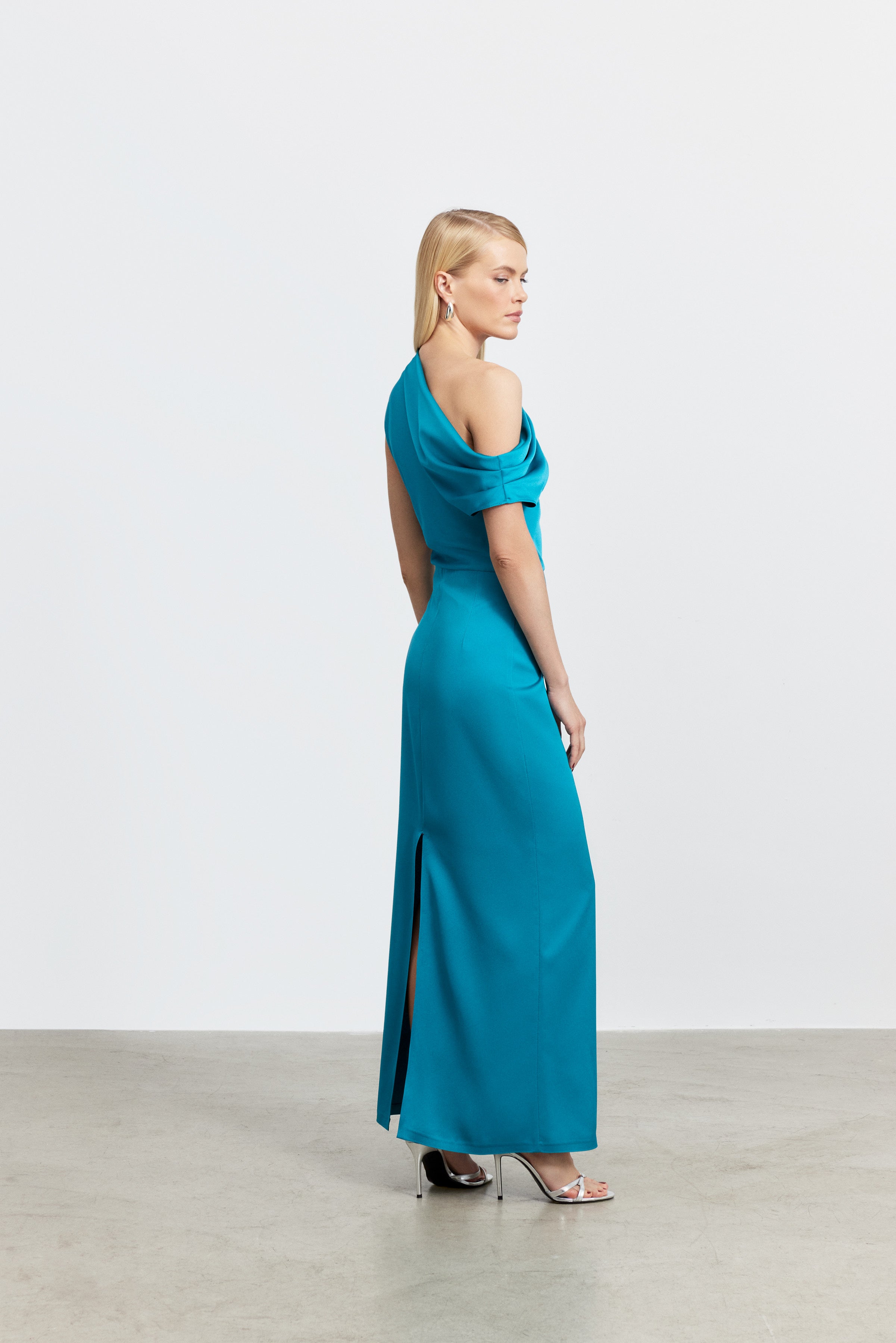 ALEXANDRA DRAPED MINI SATIN DRESS | BURGUNDY