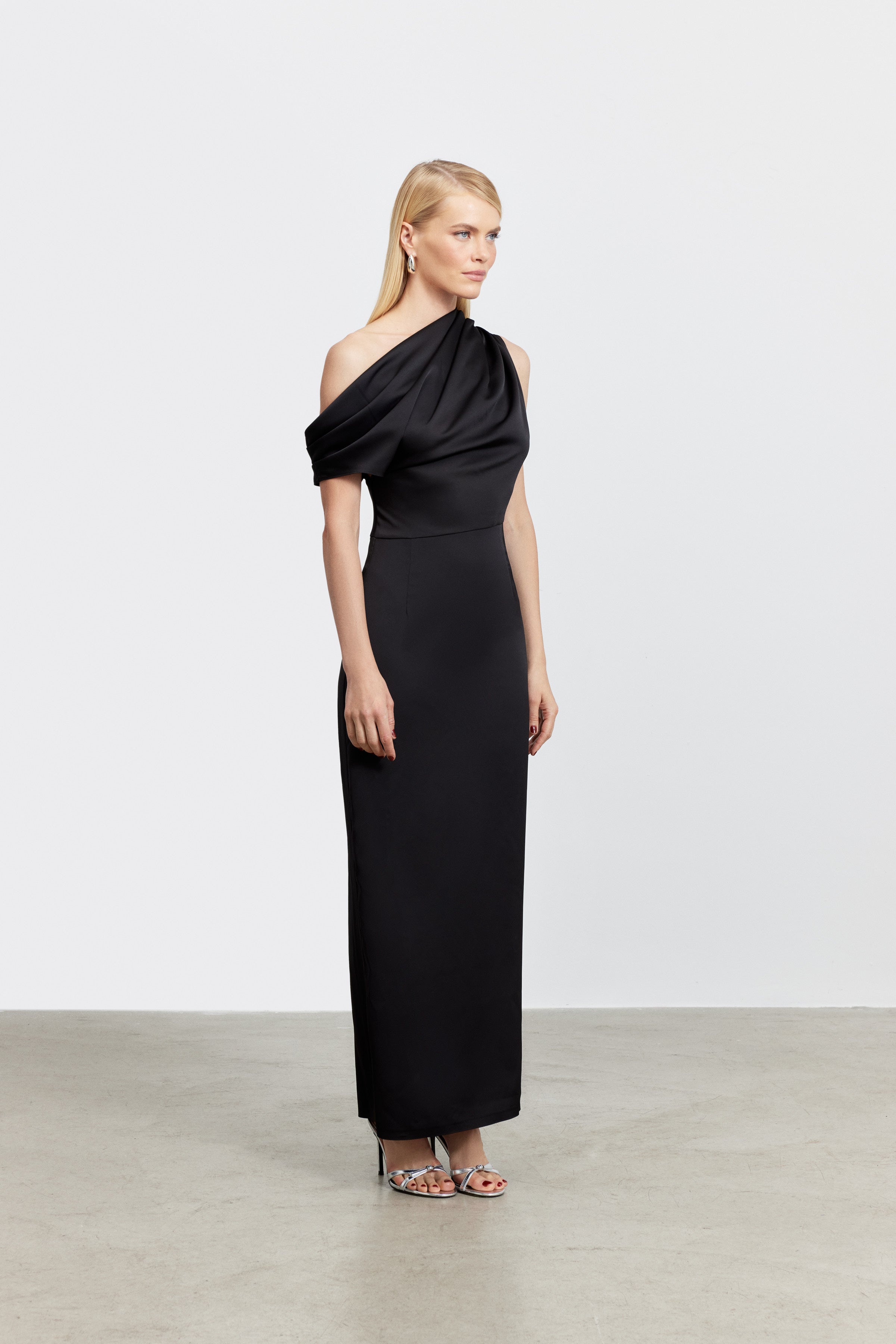 ALEXANDRA DRAPED MINI SATIN DRESS | BURGUNDY