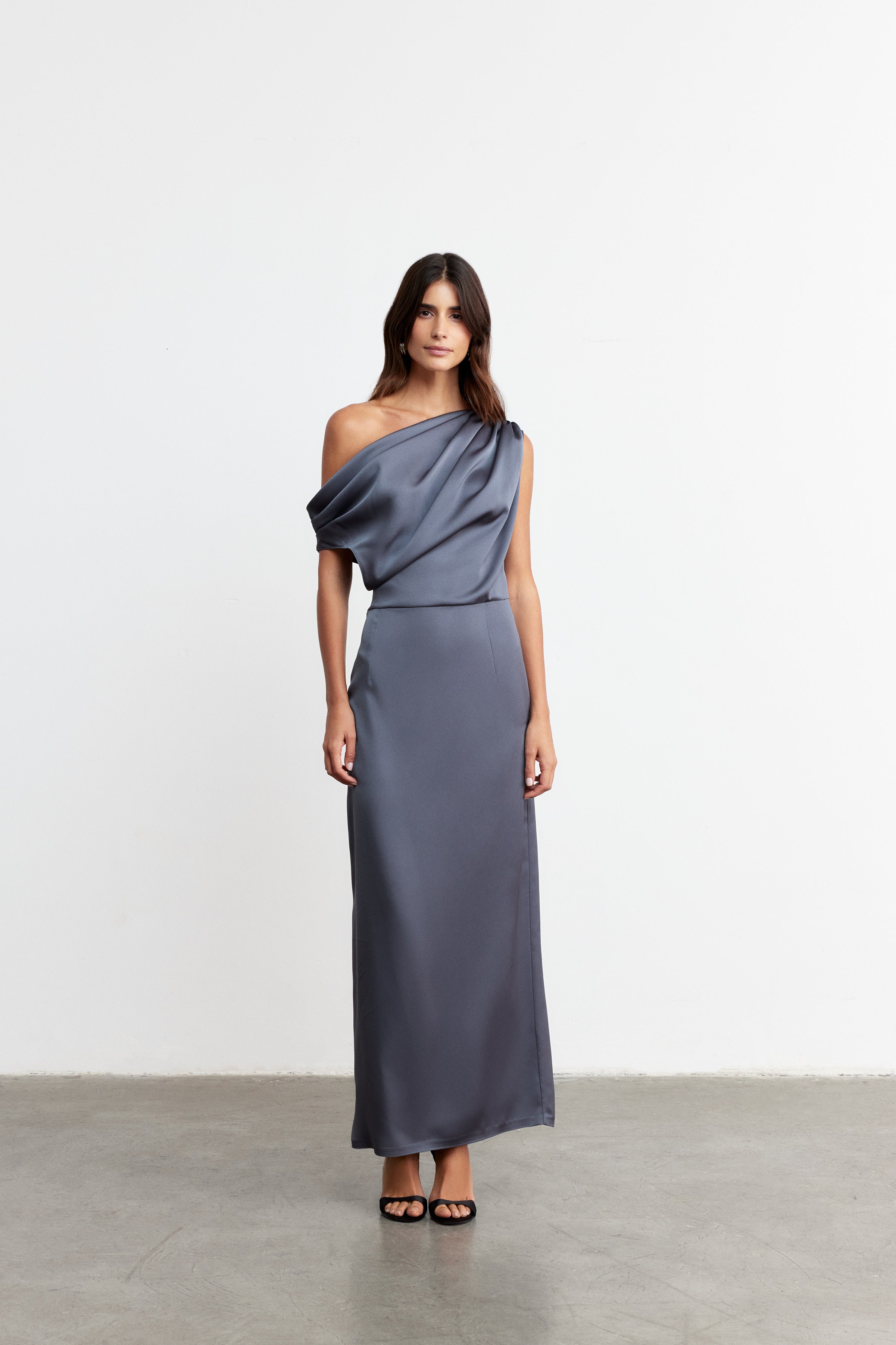 ALEXANDRA DRAPED MINI SATIN DRESS | BURGUNDY