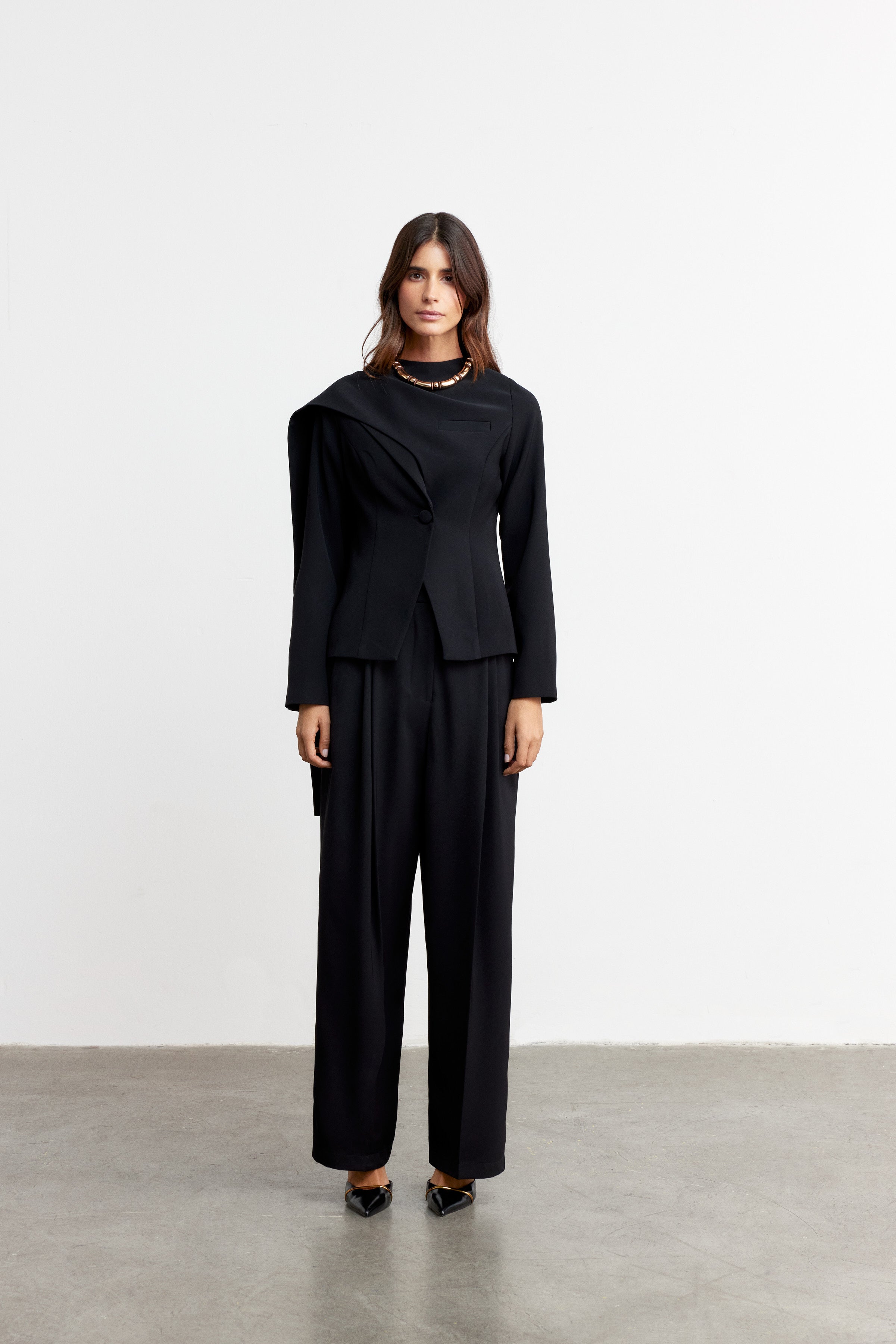 JONES PİLELİ FLOW WIDE-LEG PANTOLON | SİYAH