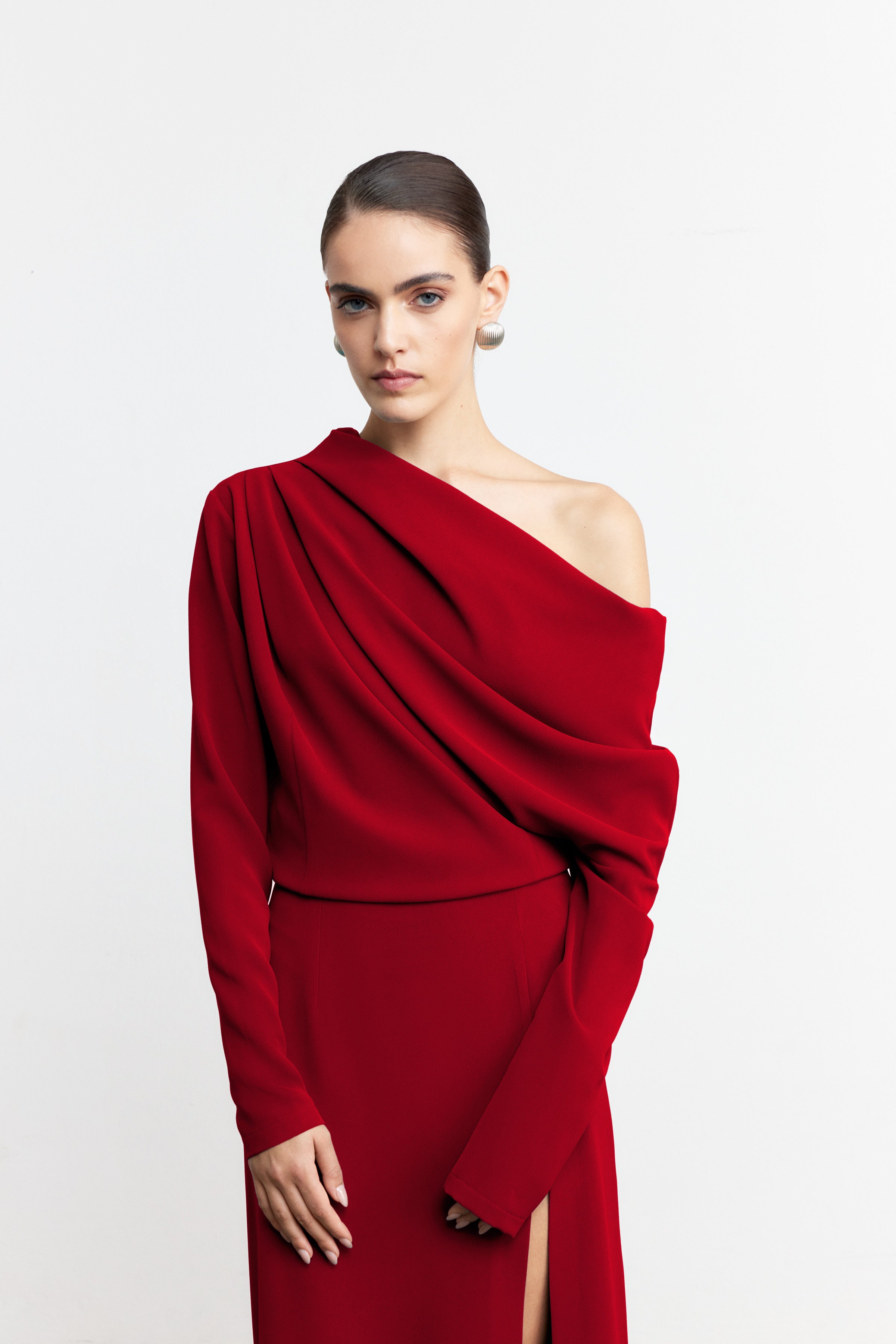 SOPHIA DRAPED BLOUSE | CHERRY