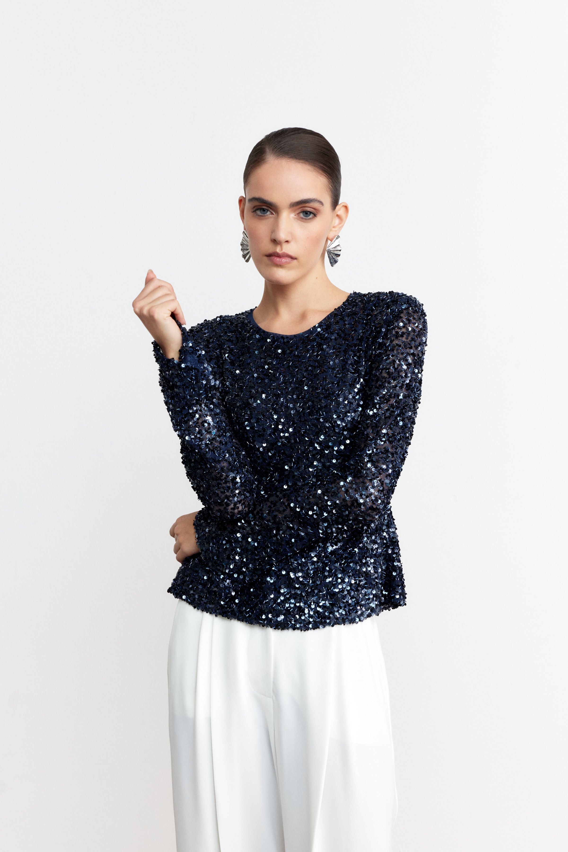 STELLA VOLANLI PAYET BLUZ | LACİVERT