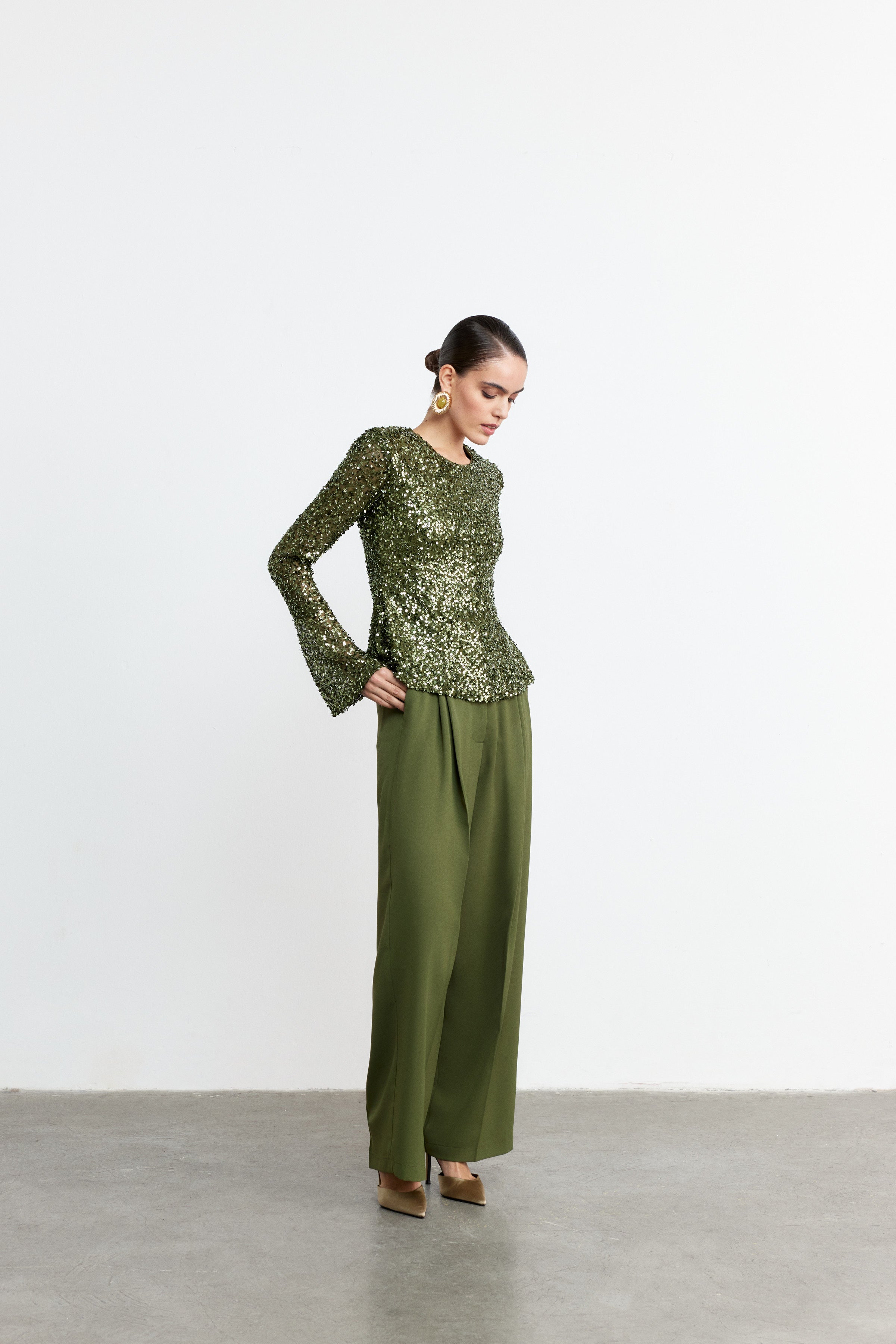 STELLA VOLANLI PAYET BLUZ | HAKİ