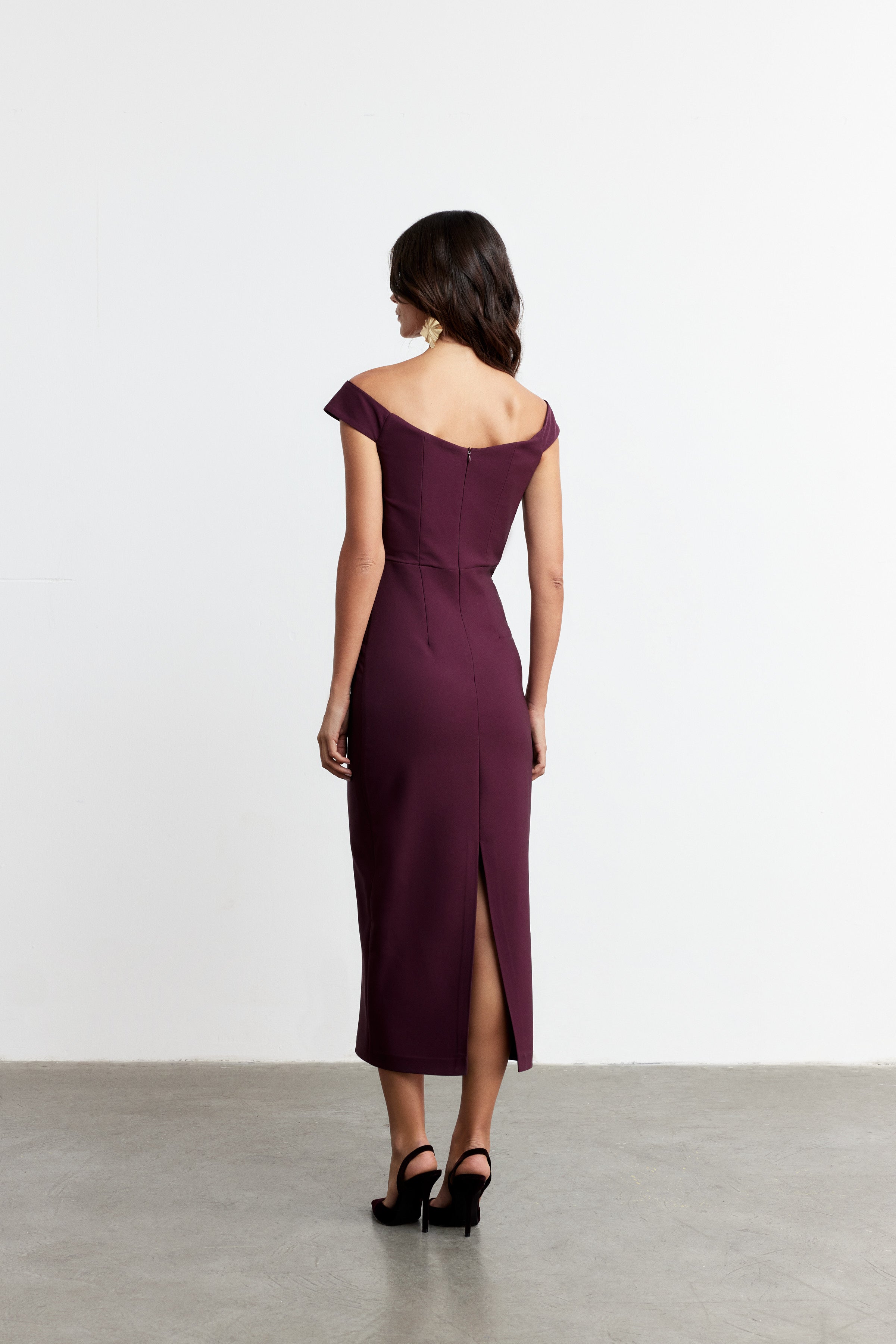 AMELIA OFF-SHOULDER KOKTEYL ELBİSE | VİŞNE