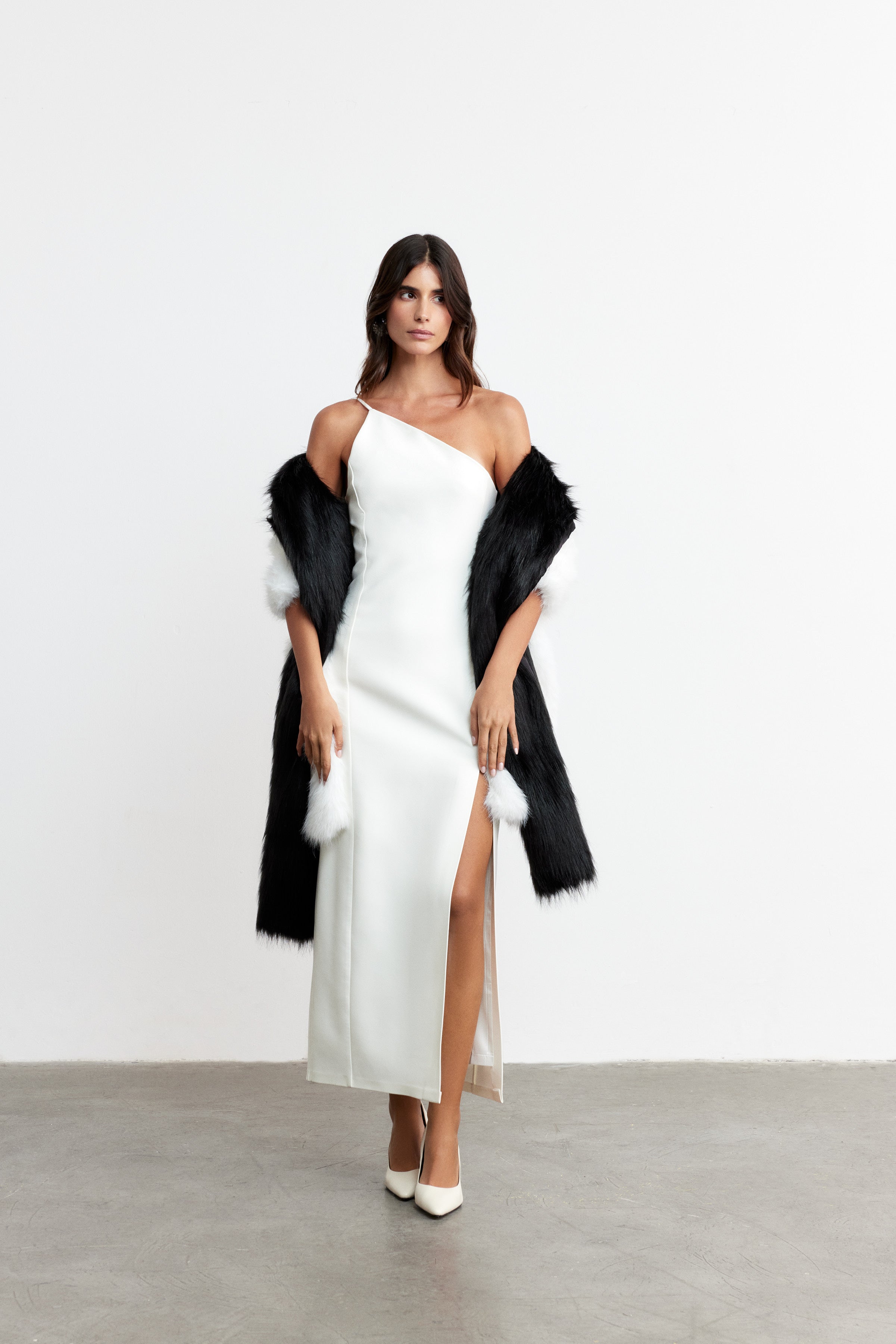 MARIENNE TEK OMUZ KOKTEYL ELBİSE | BEYAZ