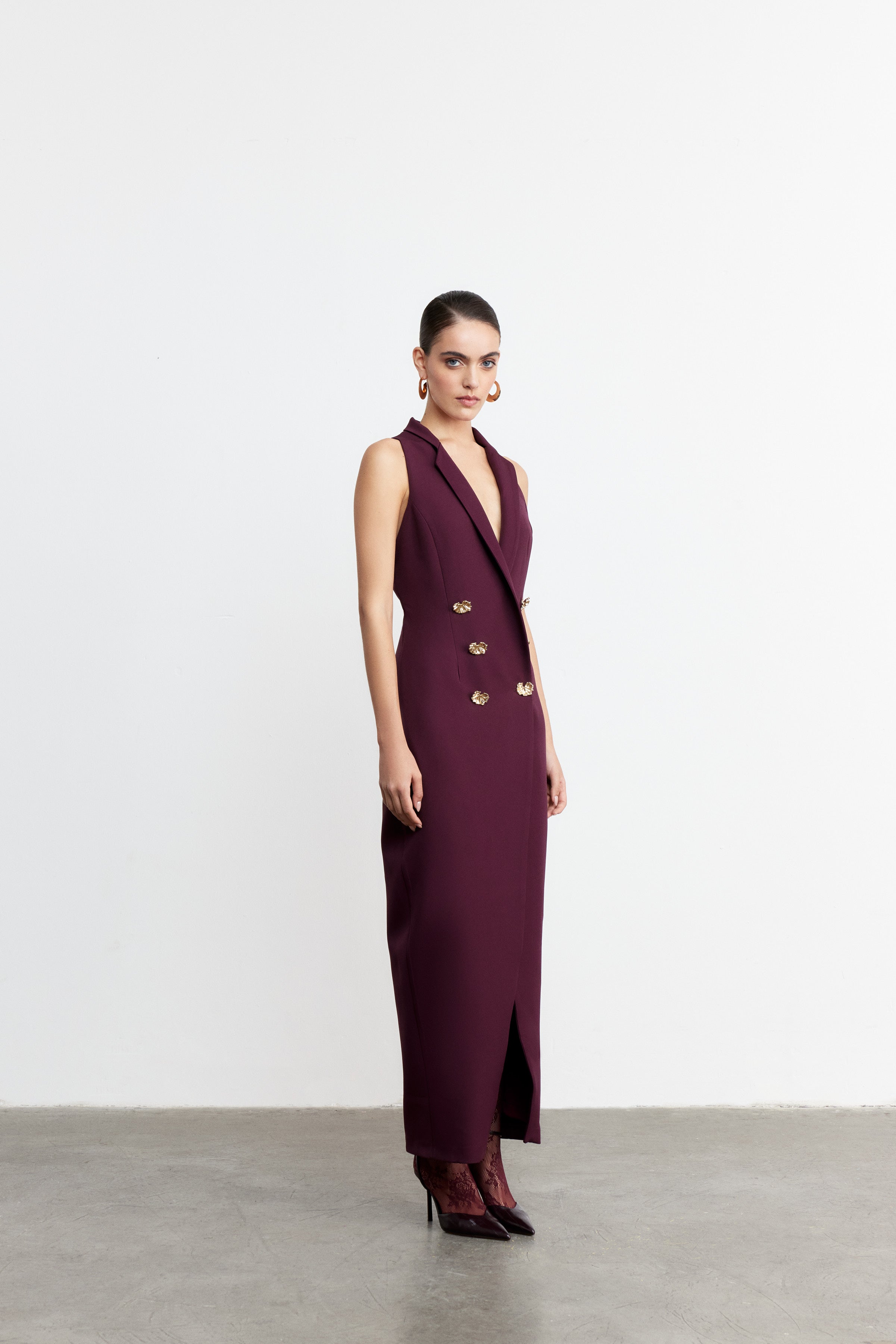 FELINA YELEK FORMLU ELBİSE | VİŞNE