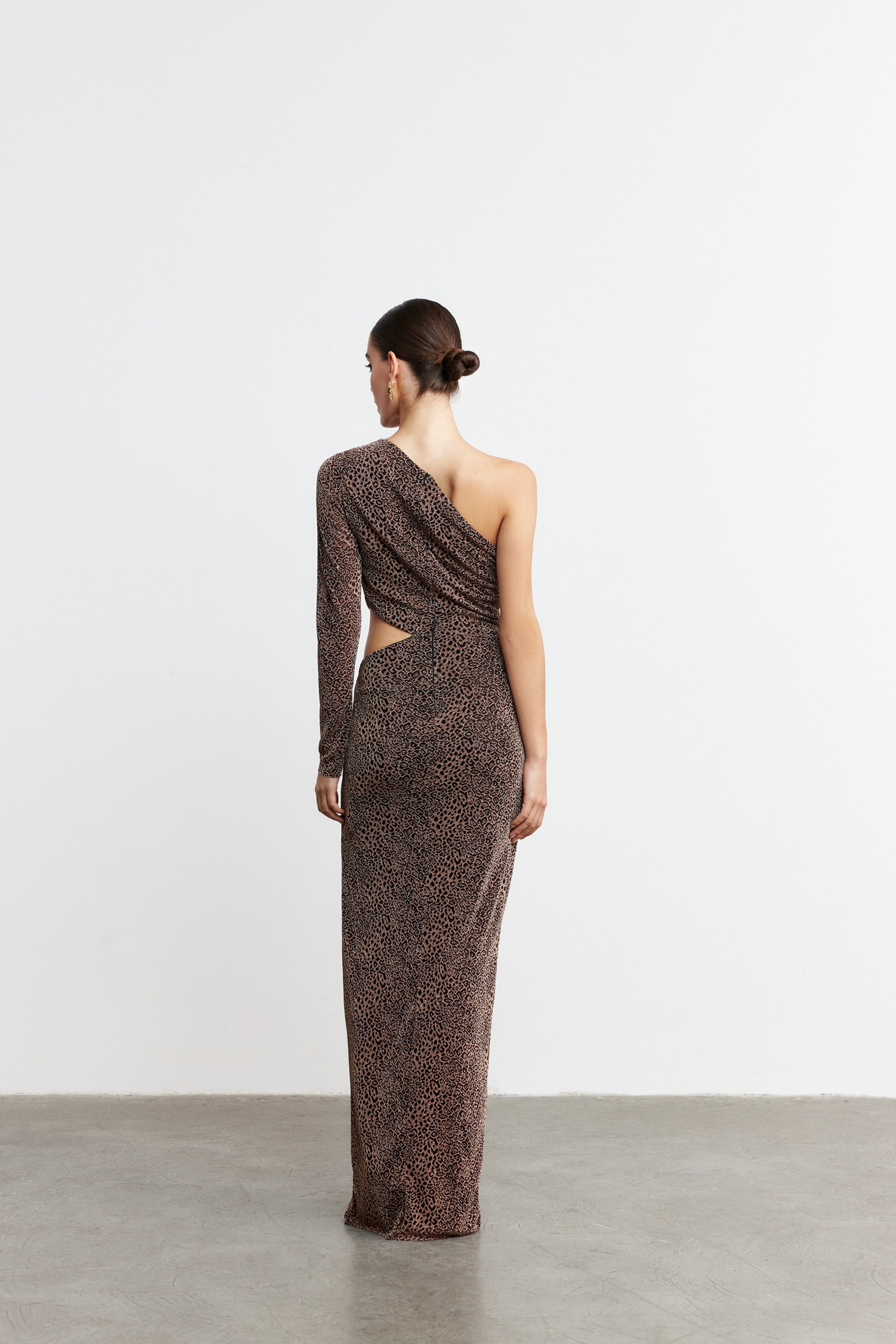 MONIQUE ANIMAL PRINT CUT-OUT ELBİSE | GOLD-SİYAH