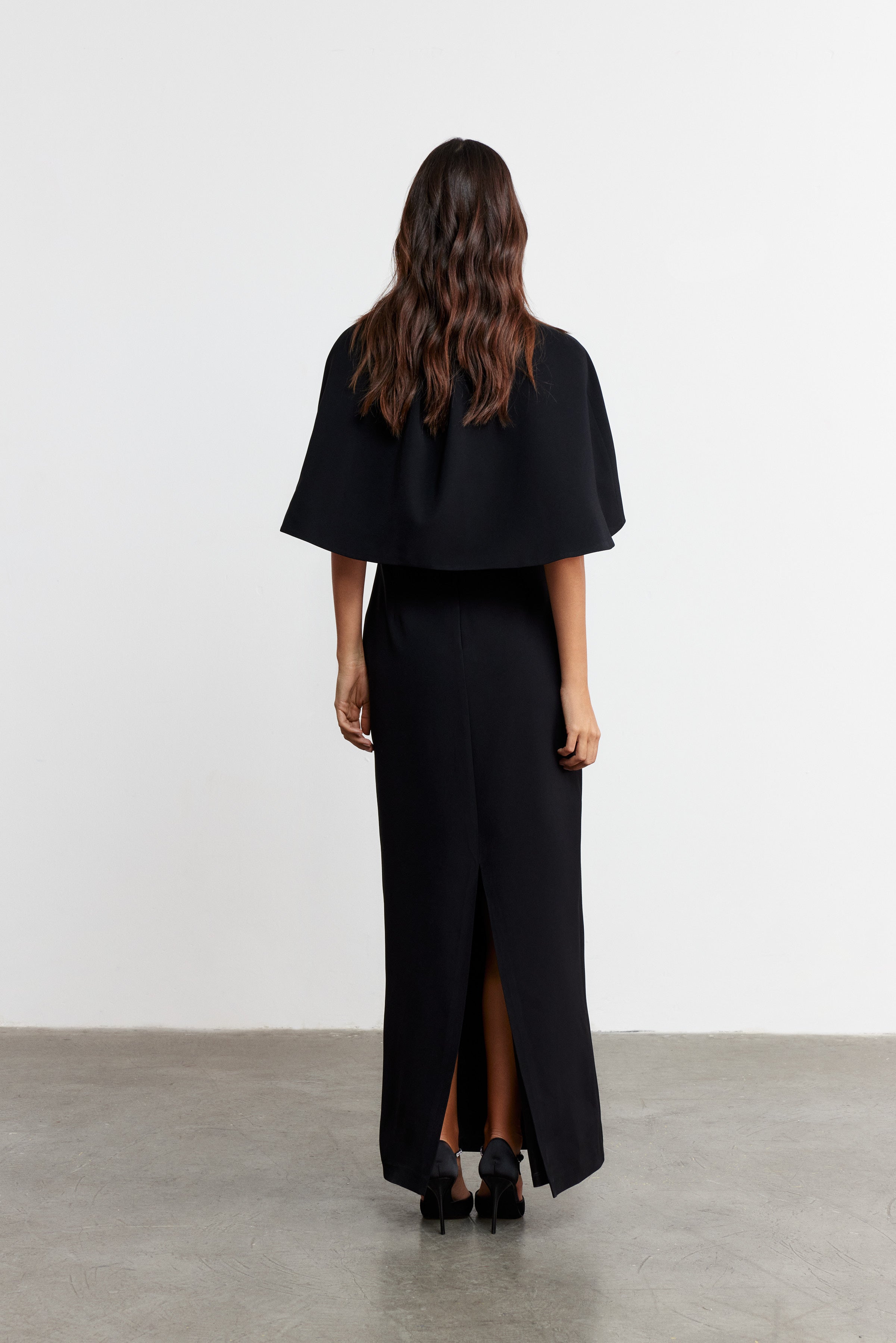 DUO KALP YAKA ELBİSE & PELERİN | SİYAH