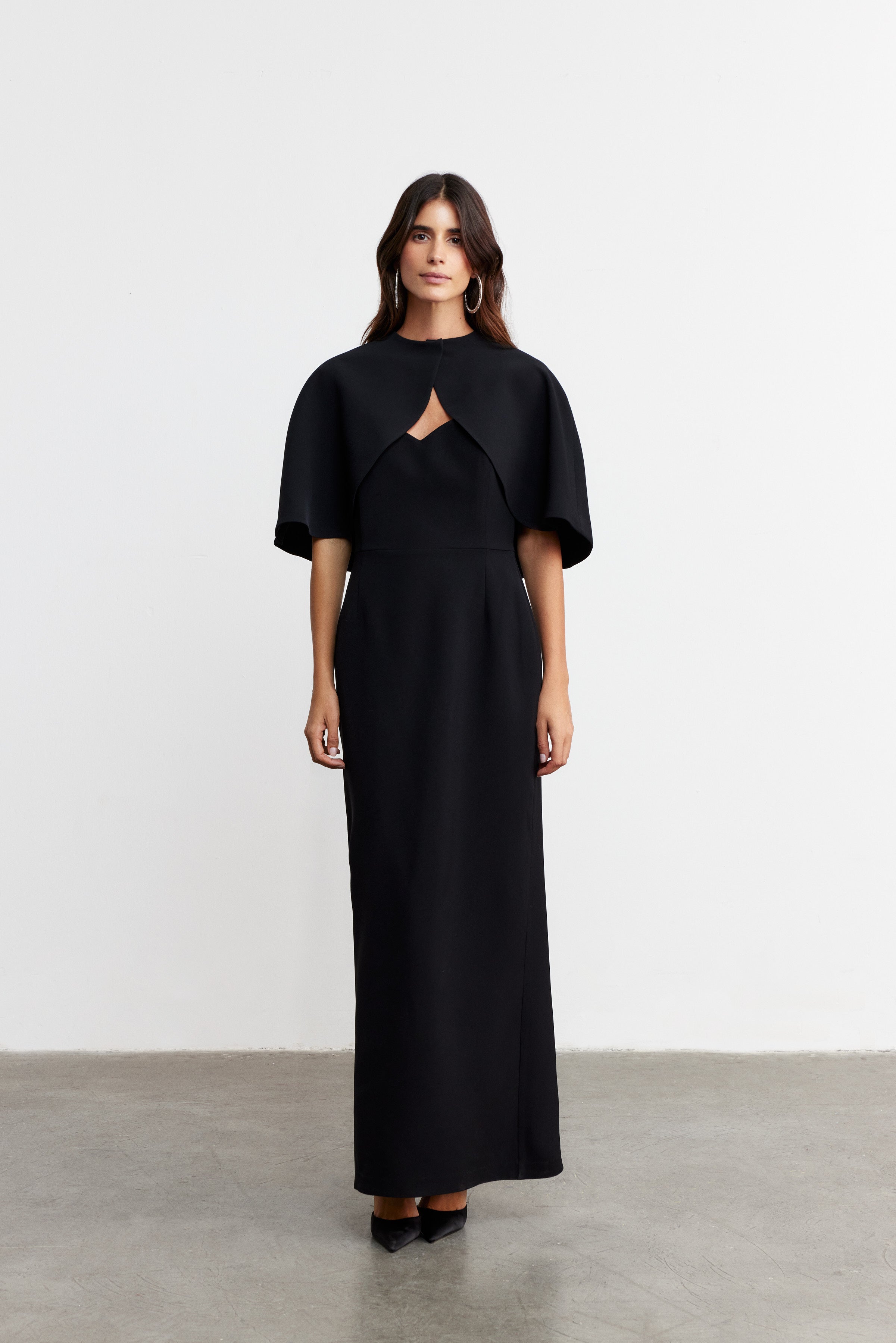 DUO KALP YAKA ELBİSE & PELERİN | SİYAH