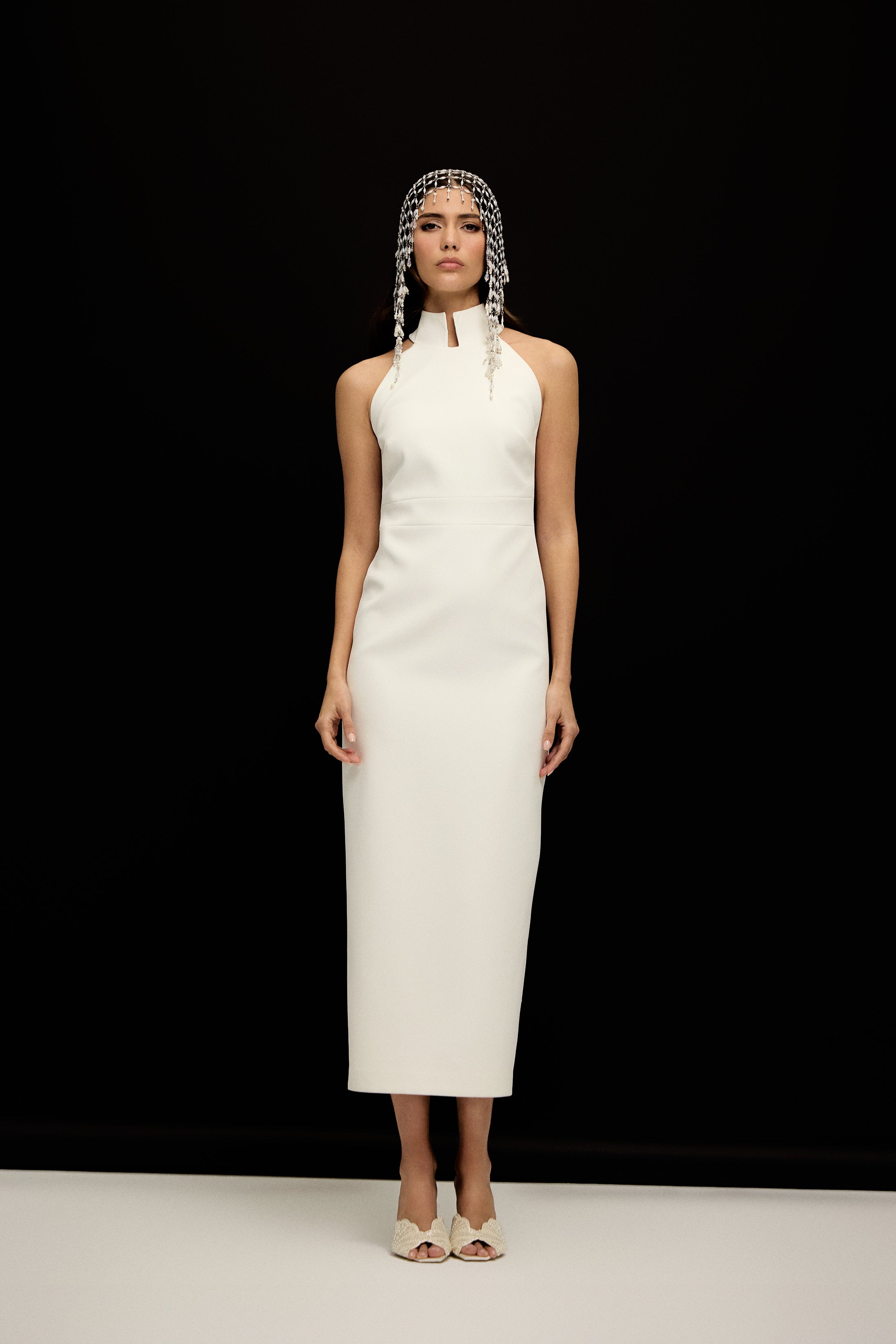 CAMBRIDGE HALTER YAKA ELBİSE | BEYAZ