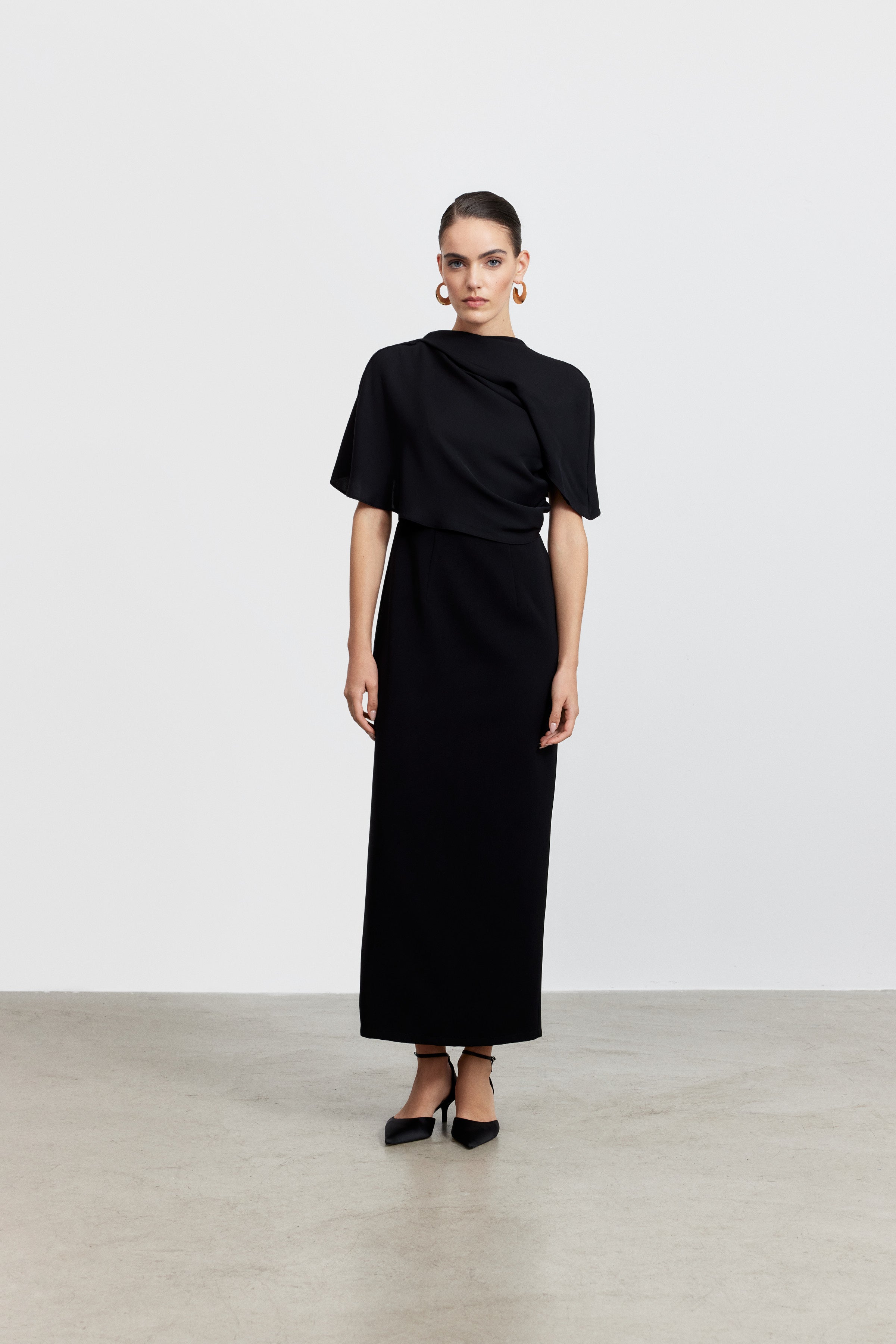 CHARLOTTE KAPAK DETAYLI ELBİSE | SİYAH