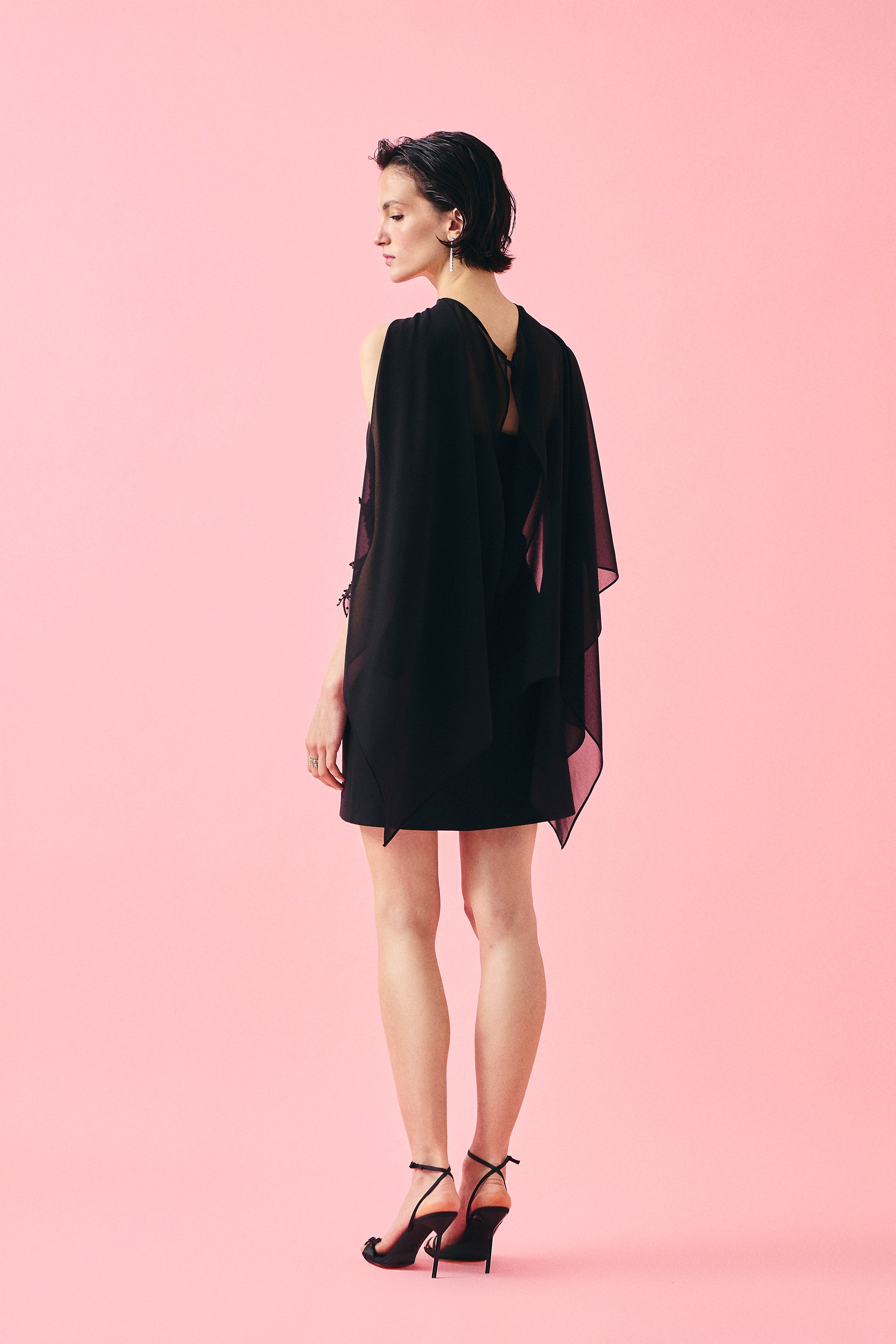 COUTURE FLOWER MİNİ ELBİSE | SİYAH