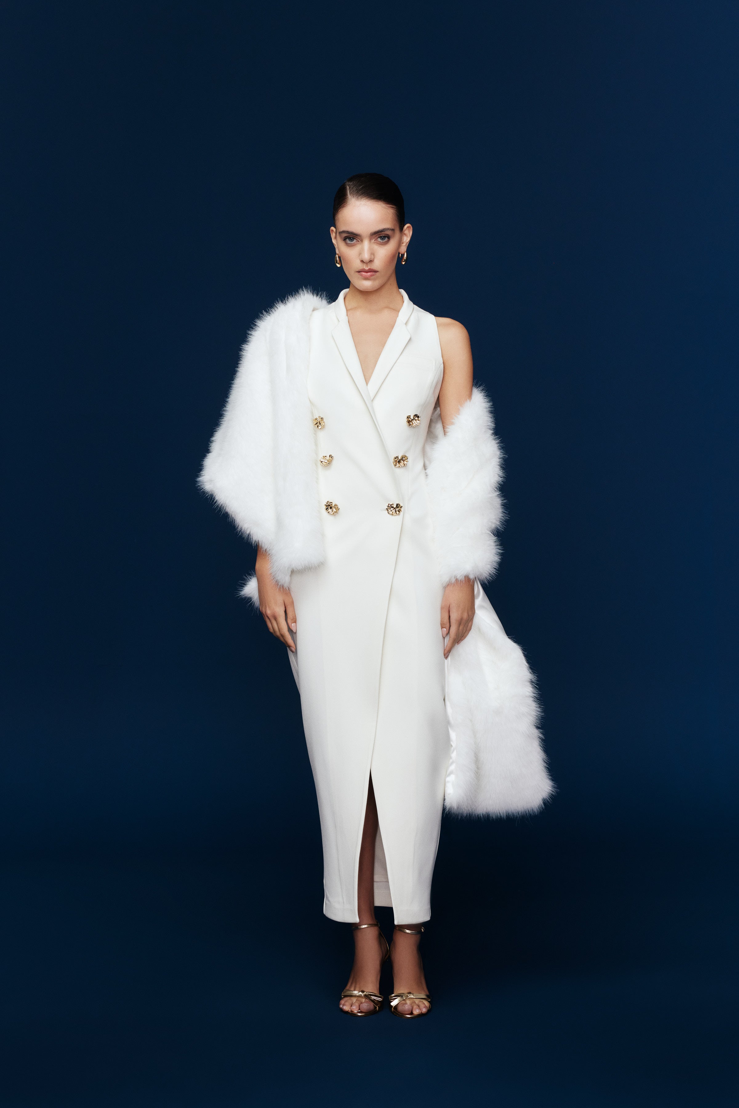 FELINA YELEK FORMLU ELBİSE | BEYAZ