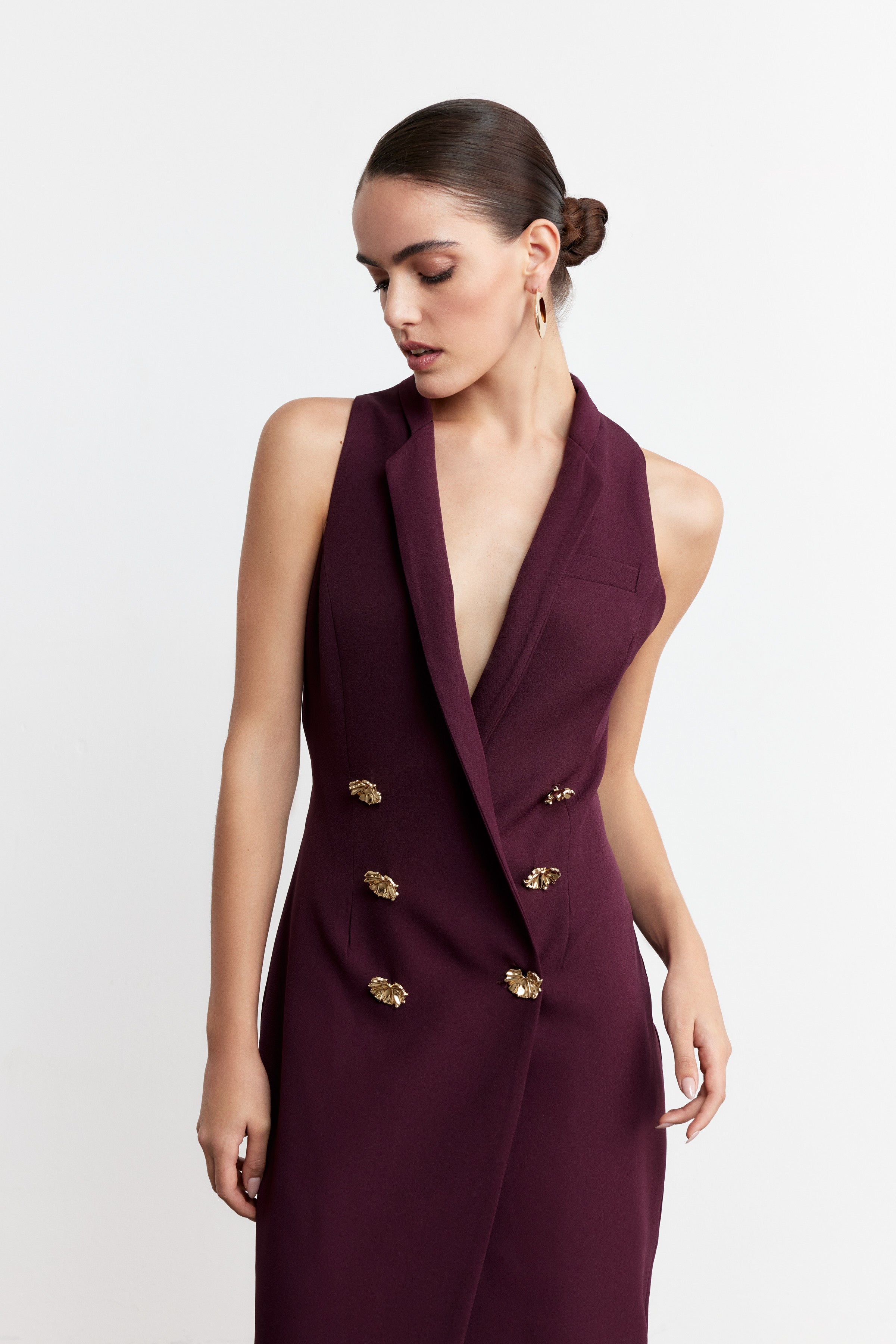 FELINA YELEK FORMLU ELBİSE | VİŞNE