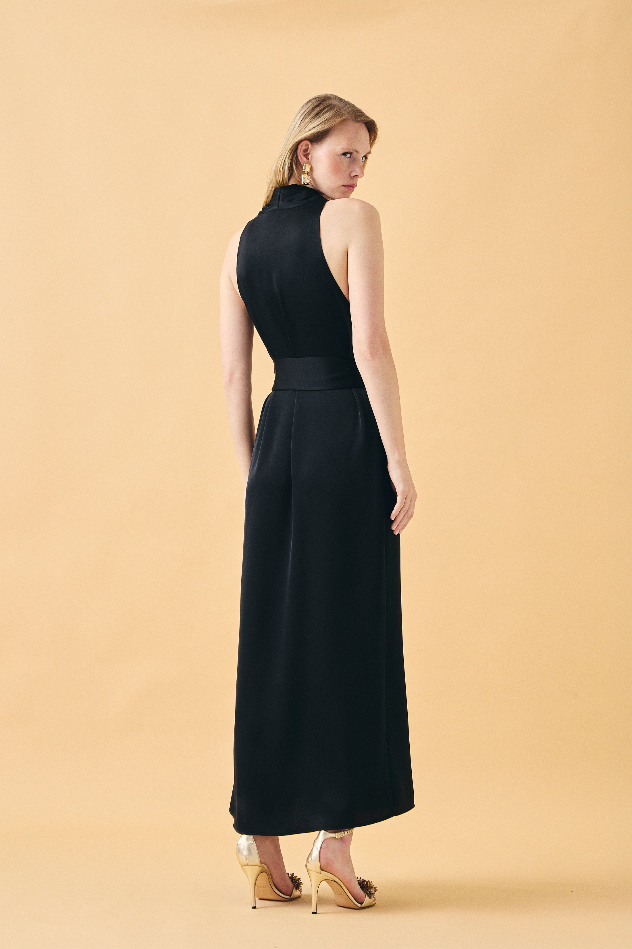 MOONLIGH WRAP SATEN ELBİSE | SİYAH