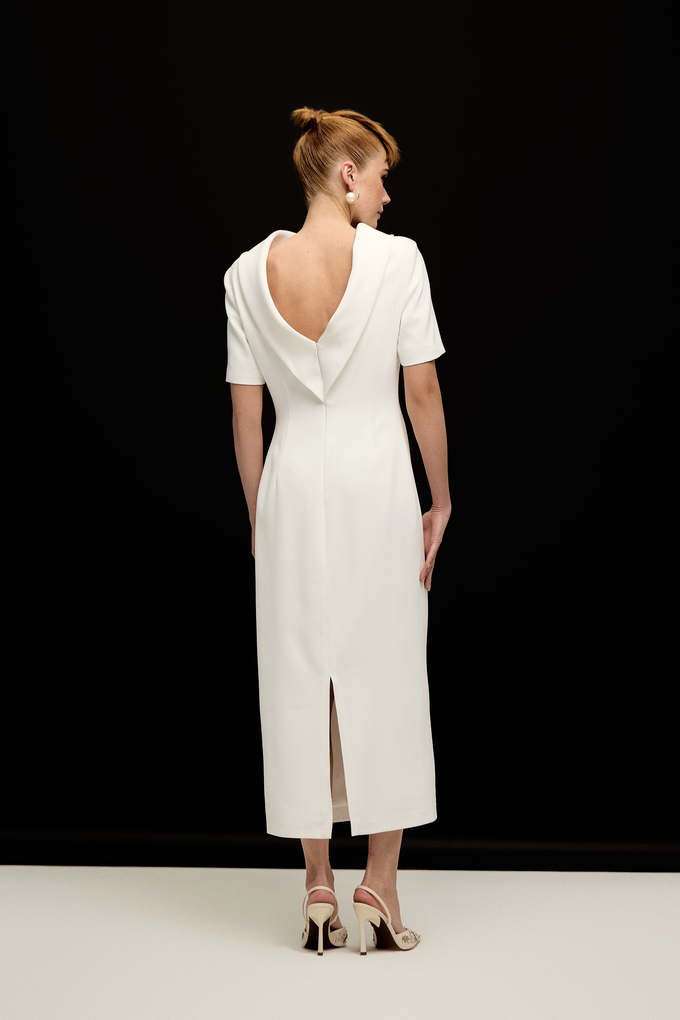 ROMA SIRT DETAYLI ELBİSE | BEYAZ