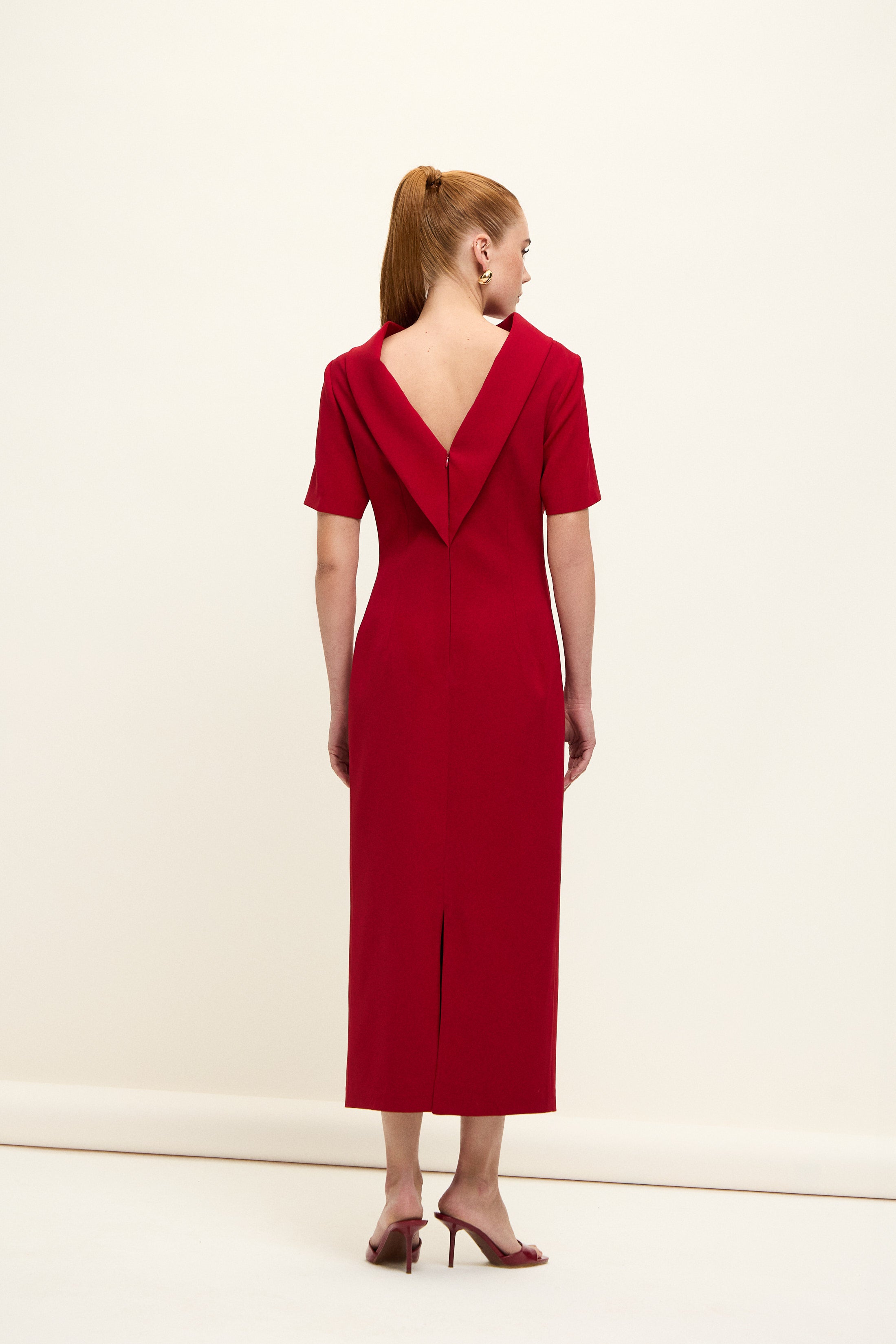 ROMA SIRT DETAYLI ELBİSE | KIRMIZI